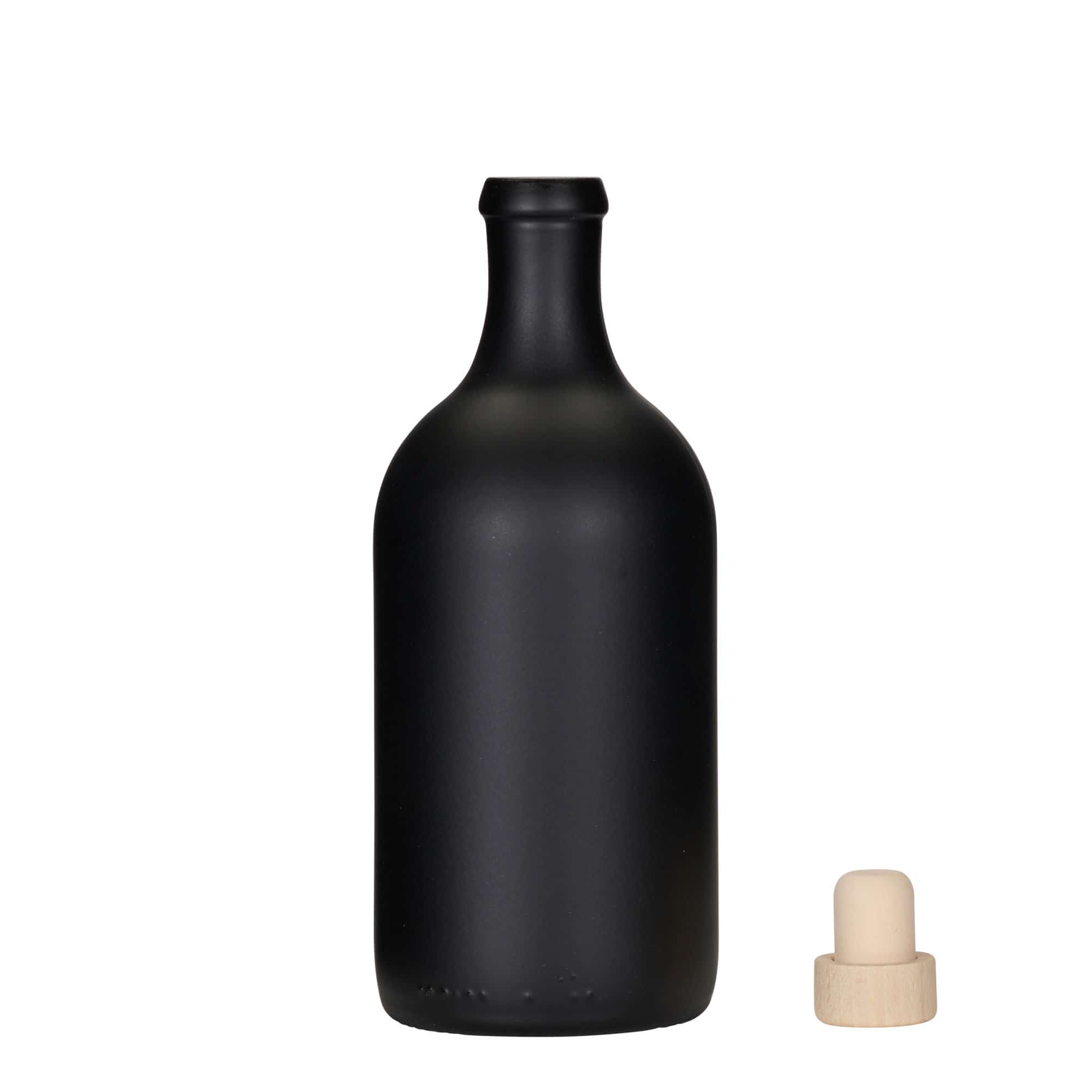 Garrafa de vidro 500 ml 'Ginevra Leggera', preta, boca: cortiça