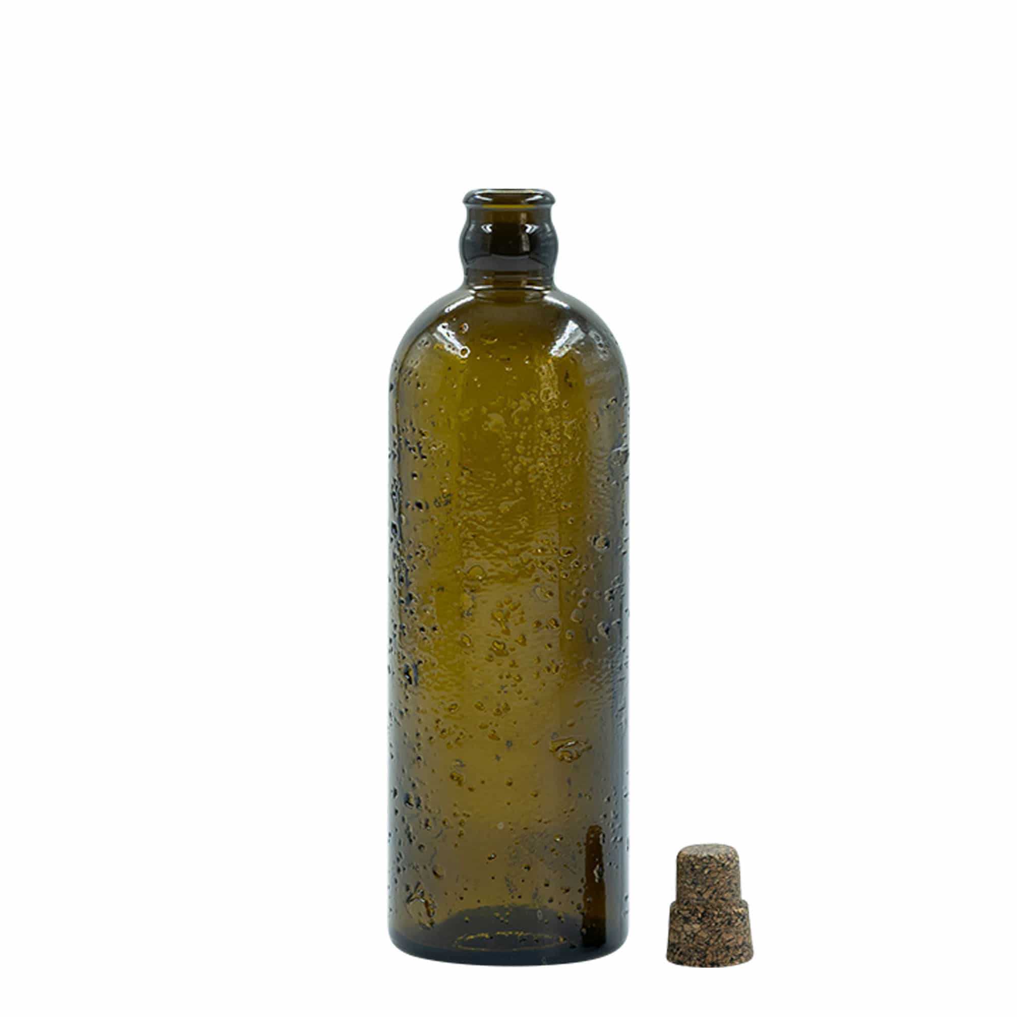 Garrafa de vidro artesanal Wildly Crafted 500 ml 'Bobber Jr', castanha, bocal: cortiça