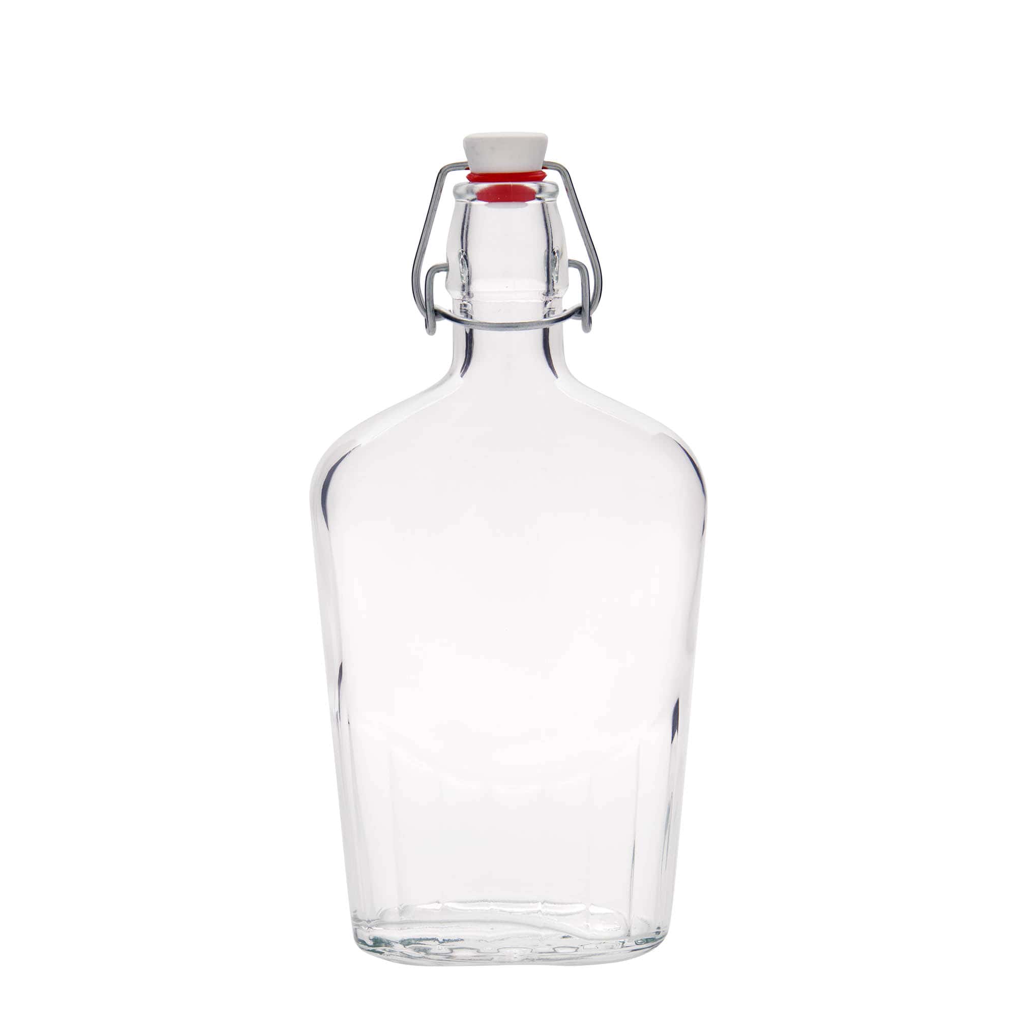 500 ml Garrafa de vidro 'Fiaschetta', oval, boca: Tampa mecânica 500 ml Garrafa de vidro 'Fiaschetta', oval, boca: Tampa mecânica