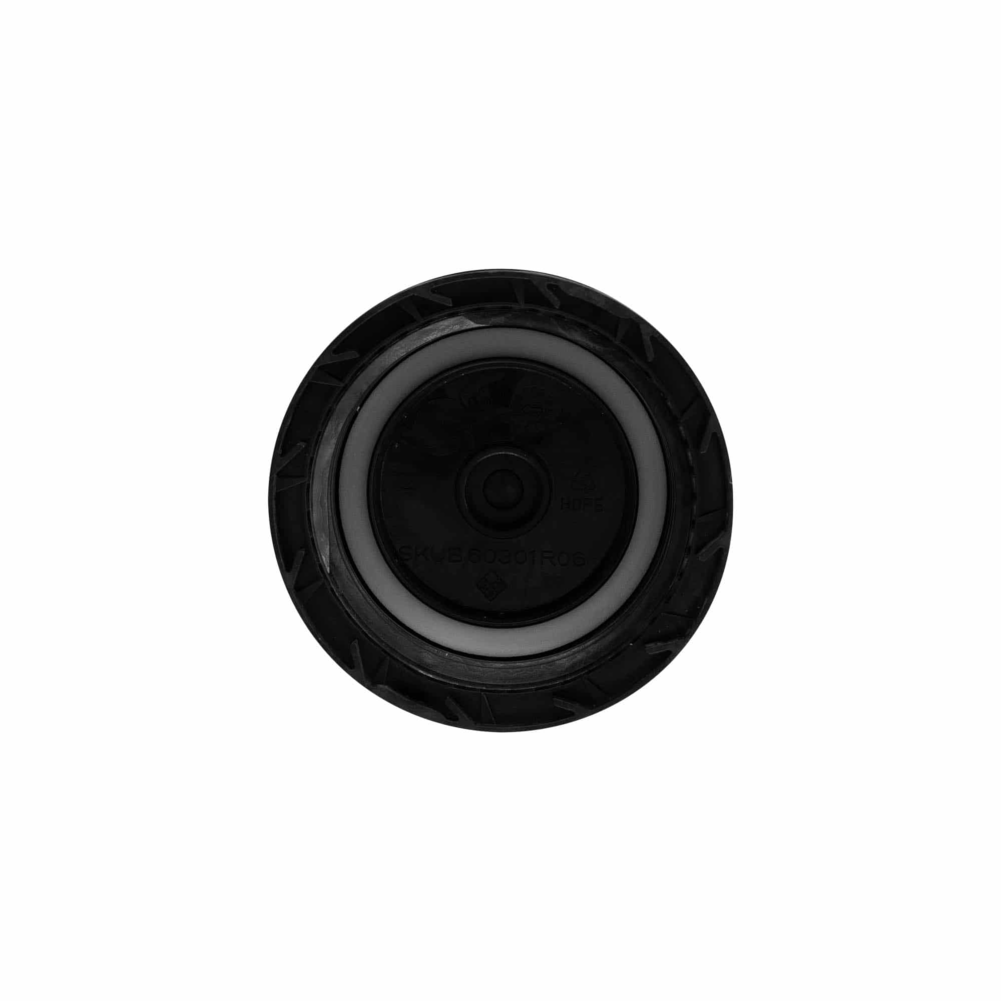Tampa de rosca, plástico PP, preto, boca: ND60