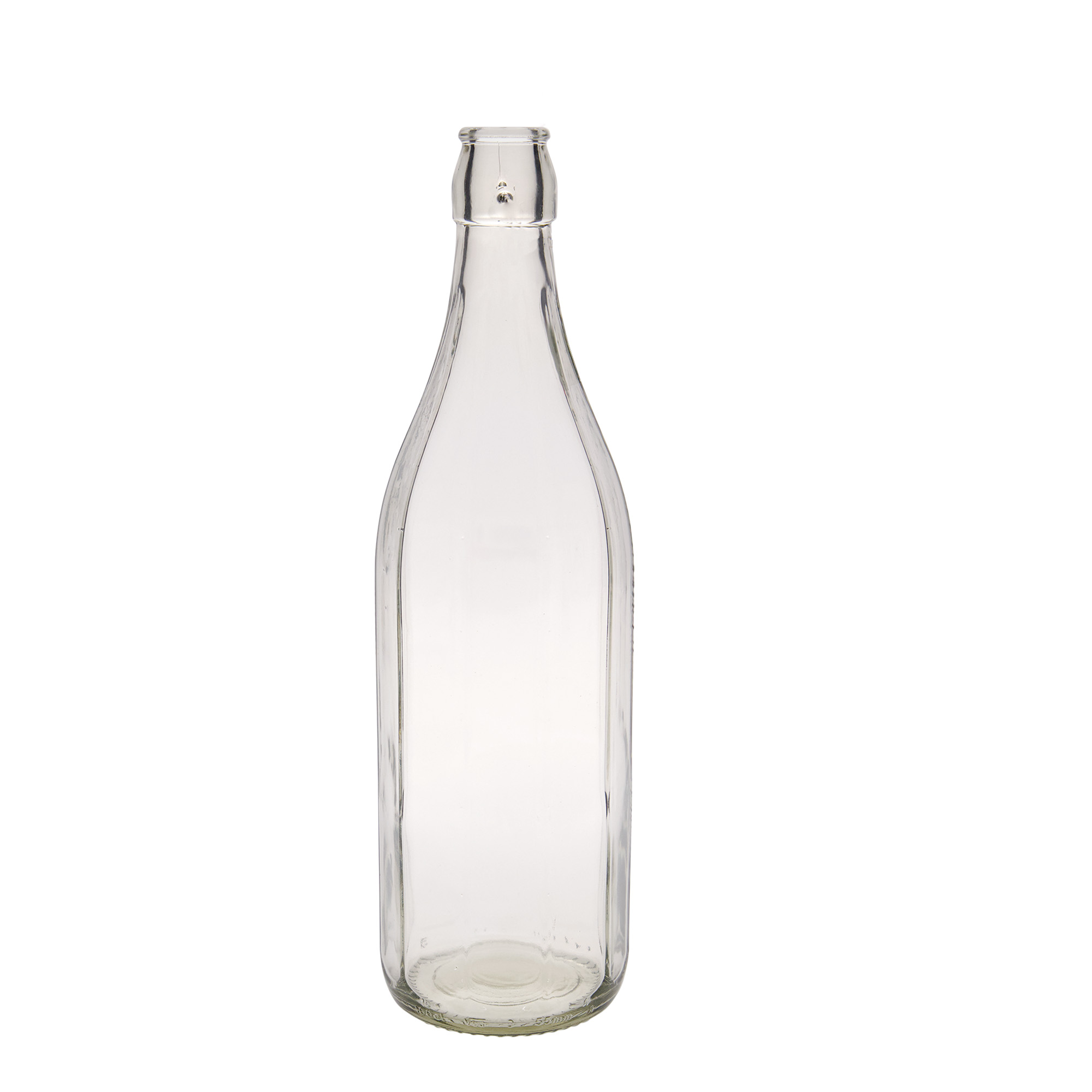 Garrafa de vidro de 1.000 ml 'Bravo', decagonal, boca: fecho de alavanca