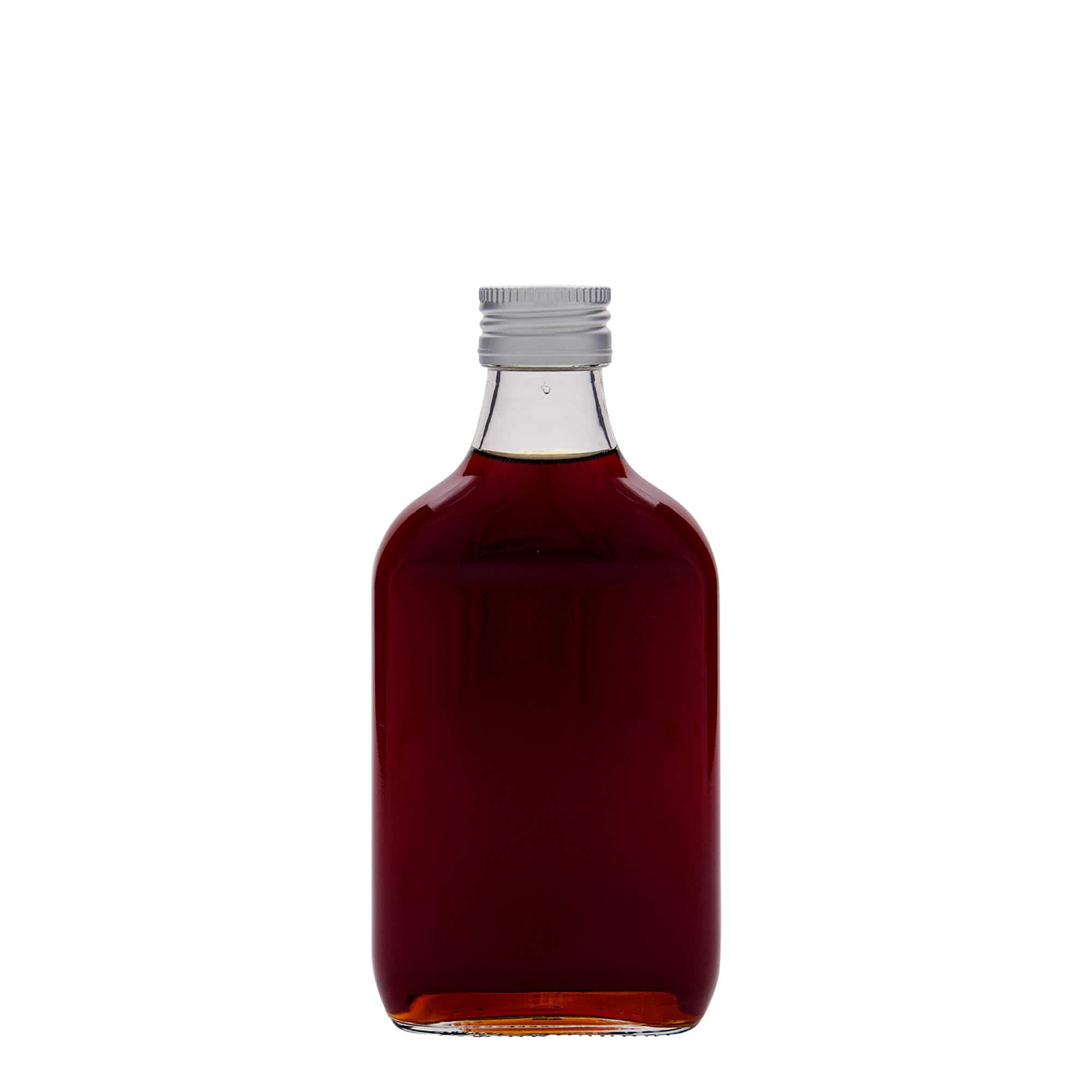 200 ml Garrafa de bolso, retangular, vidro, boca: PP 28