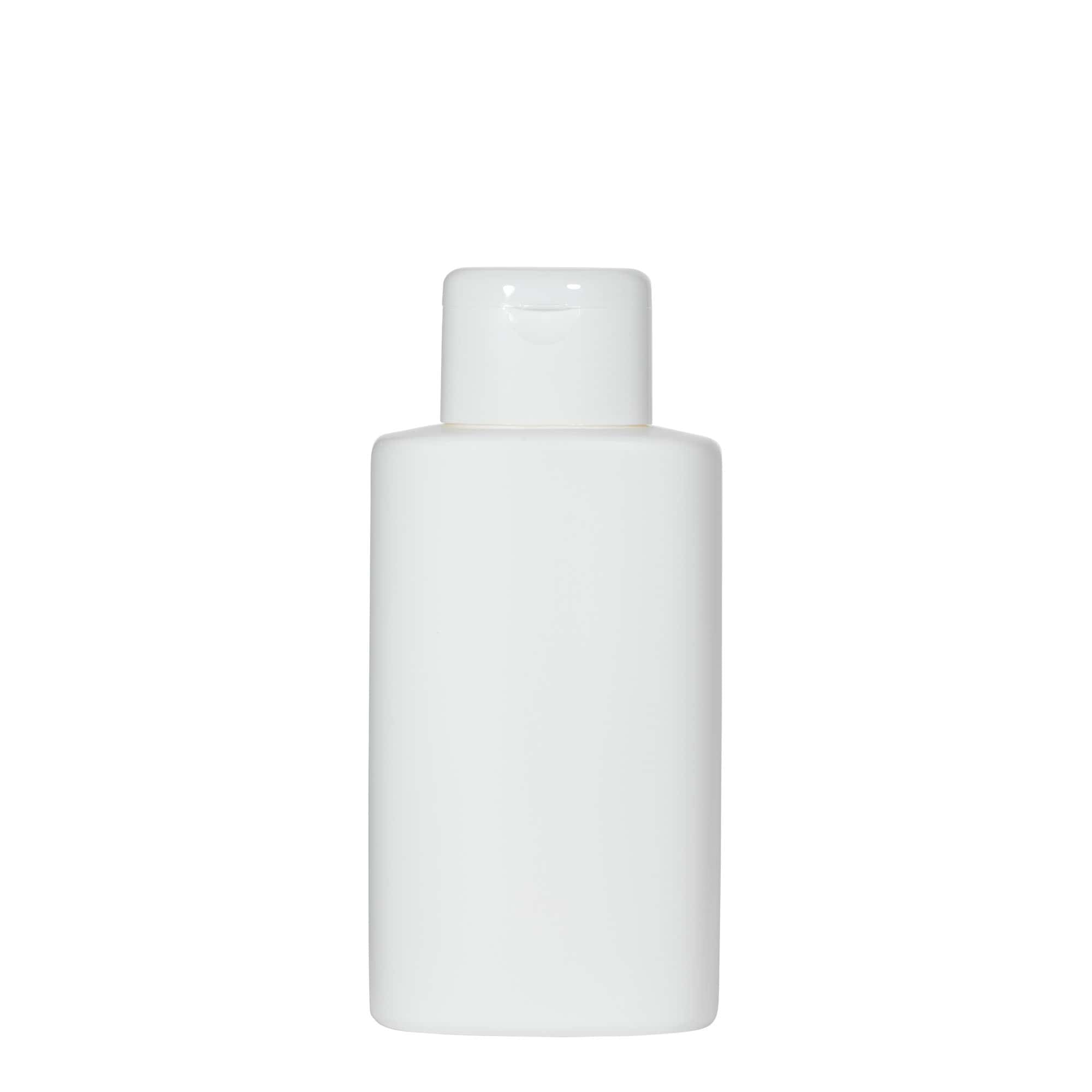 Frasco de plástico de 250 ml 'Indy', oval, HDPE, branco, abertura: tampa de rosca