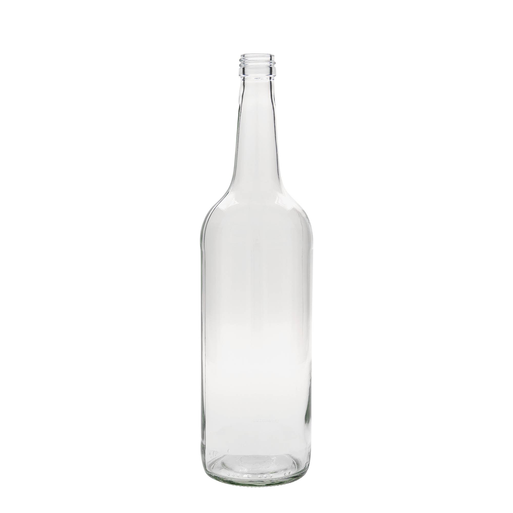 Garrafa de vidro de 1.000 ml com pescoço reto, bocal: PP 28 Garrafa de vidro de 1.000 ml com pescoço reto, bocal: PP 28