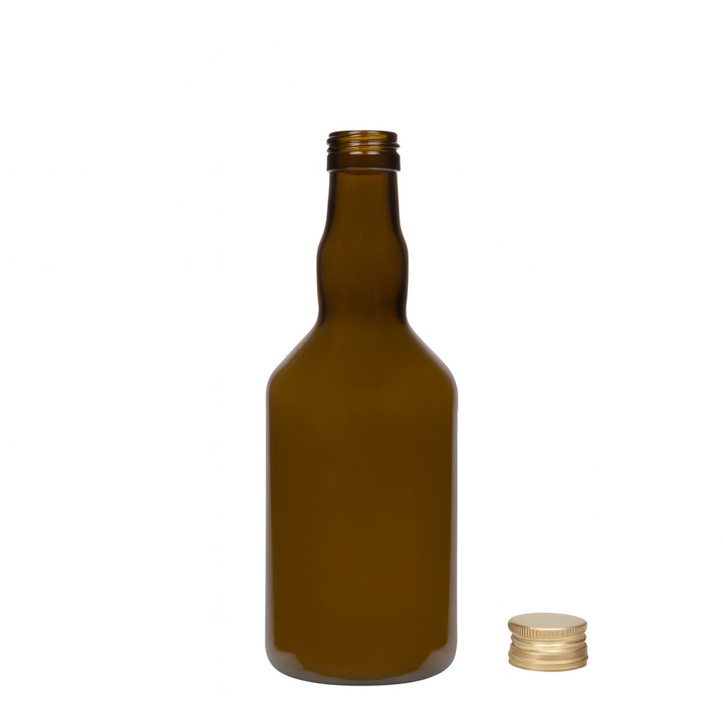Garrafa de vidro 500 ml 'Olona', verde antigo, boca: PP 31,5 Garrafa de vidro 500 ml 'Olona', verde antigo, boca: PP 31,5
