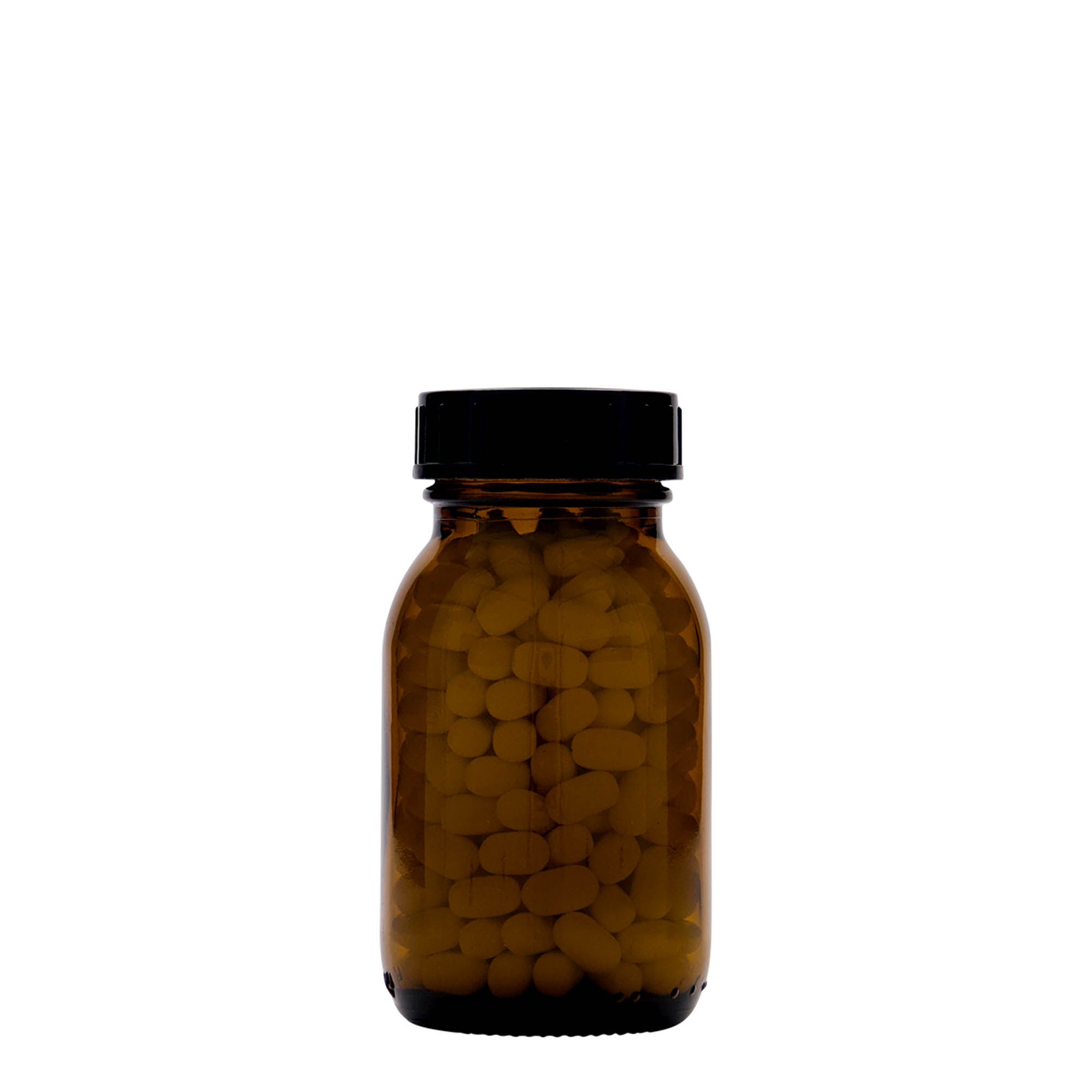 Frasco de pescoço largo de 125 ml, castanho, boca: DIN 40 Frasco de pescoço largo de 125 ml, castanho, boca: DIN 40