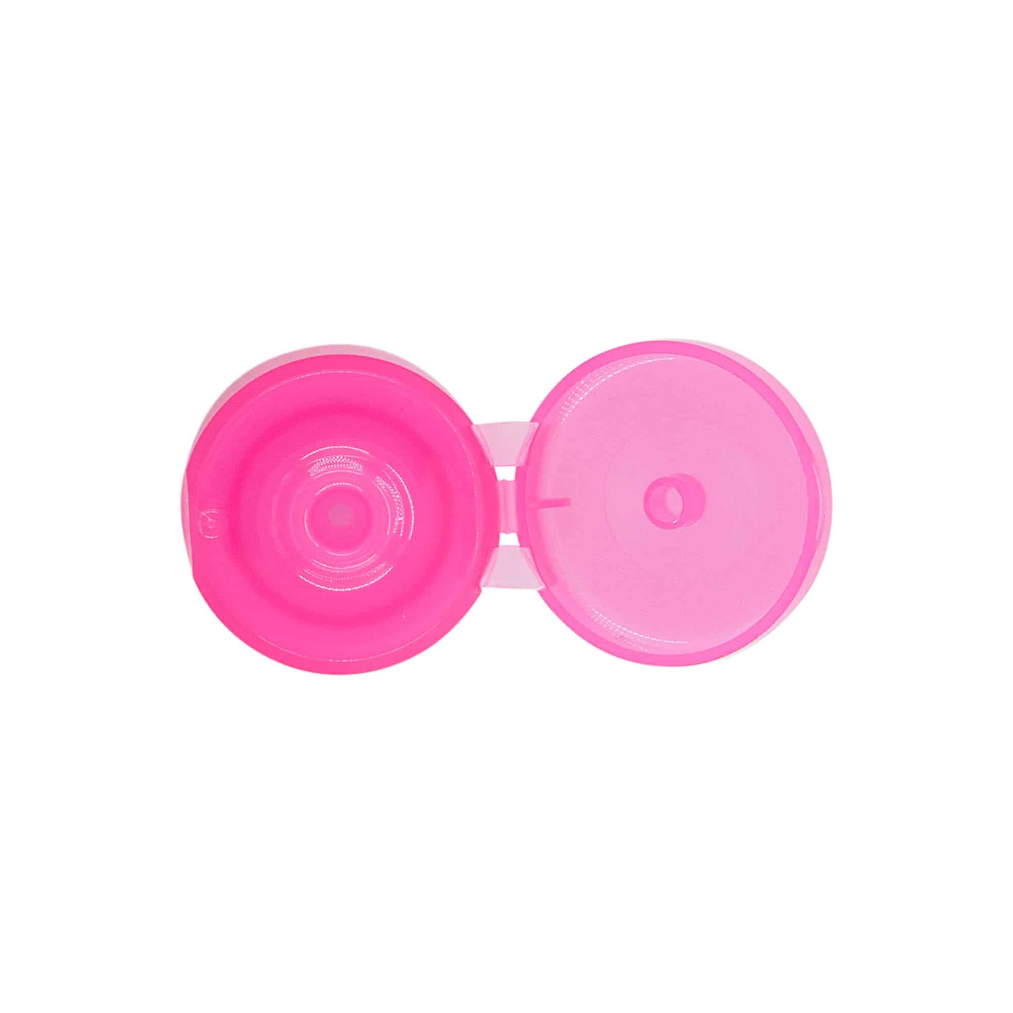 Tampa de rosca com dobradiça, plástico PP, pink, para boca: 24/410