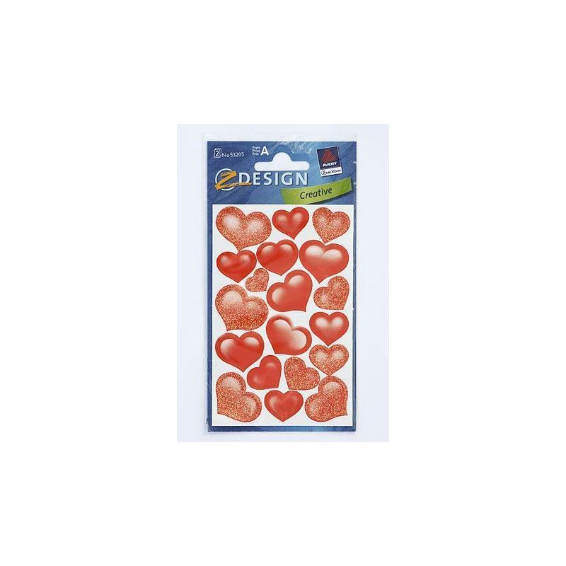 Autocolantes Zweckform 'Corações Brilhantes', coração, papel, vermelho Autocolantes Zweckform 'Corações Brilhantes', coração, papel, vermelho