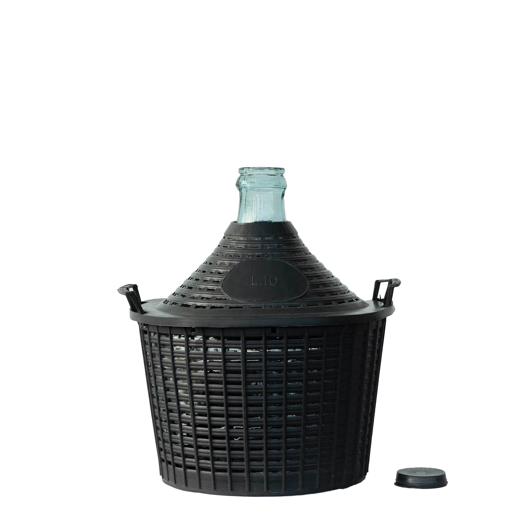 Botija de vidro de 10 l, pescoço estreito, boca: tampa de encaixe