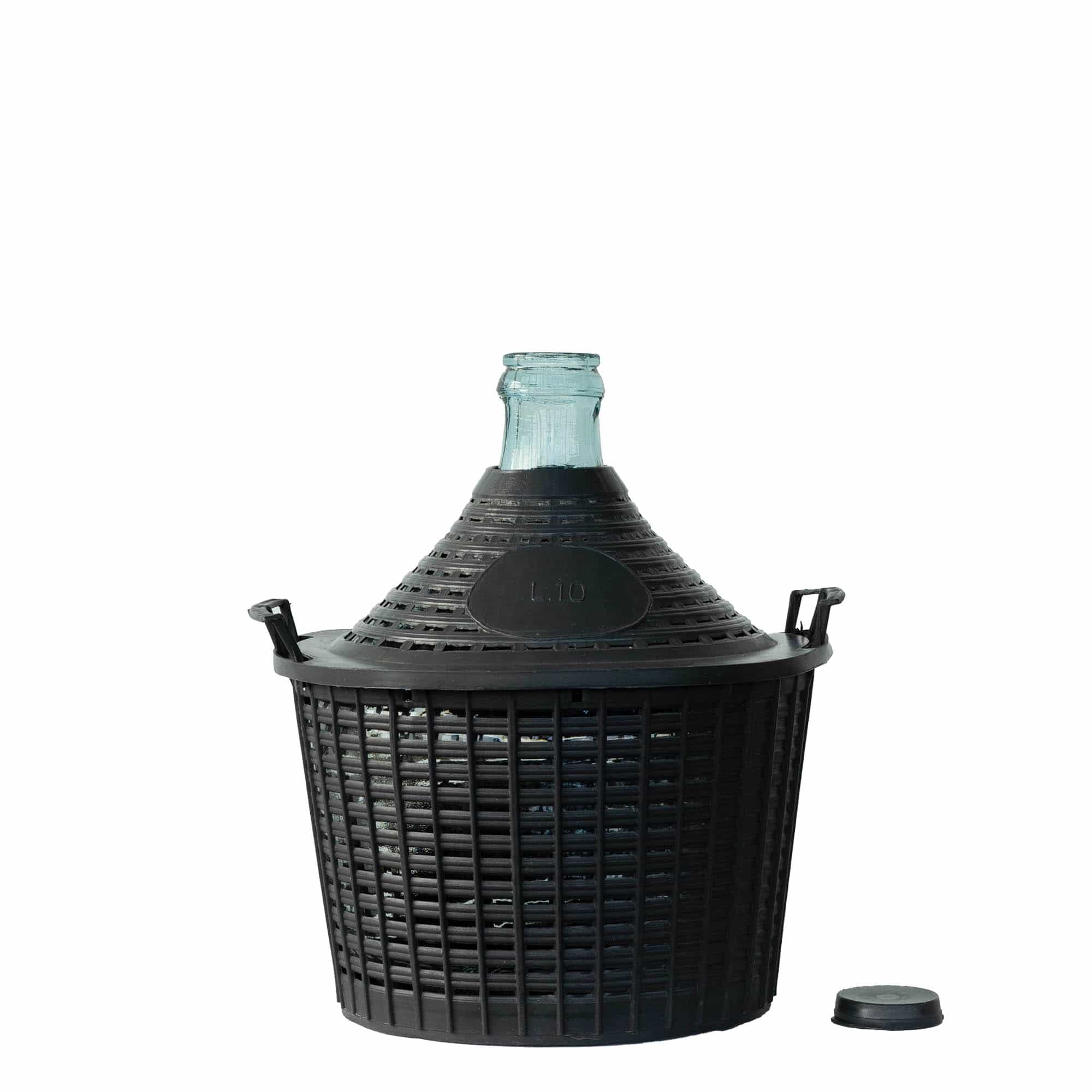 Botija de vidro de 10 l, pescoço estreito, boca: tampa de encaixe