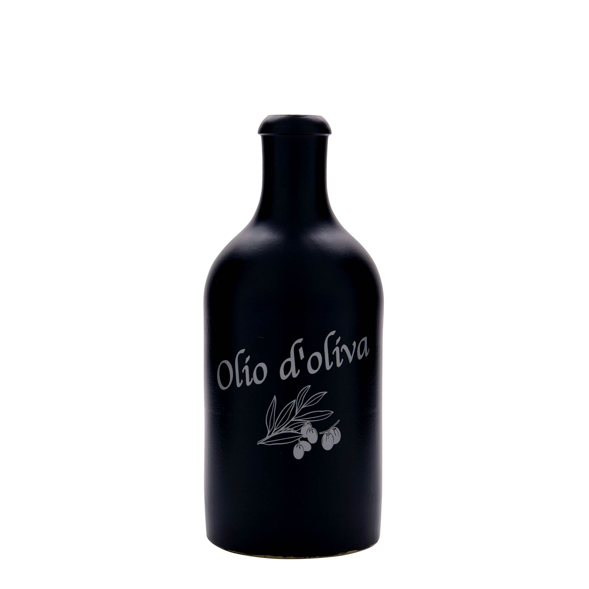 Jarro de barro de 500 ml, motivo: Azeite, grés, preto, boca: cortiça Jarro de barro de 500 ml, motivo: Azeite, grés, preto, boca: cortiça