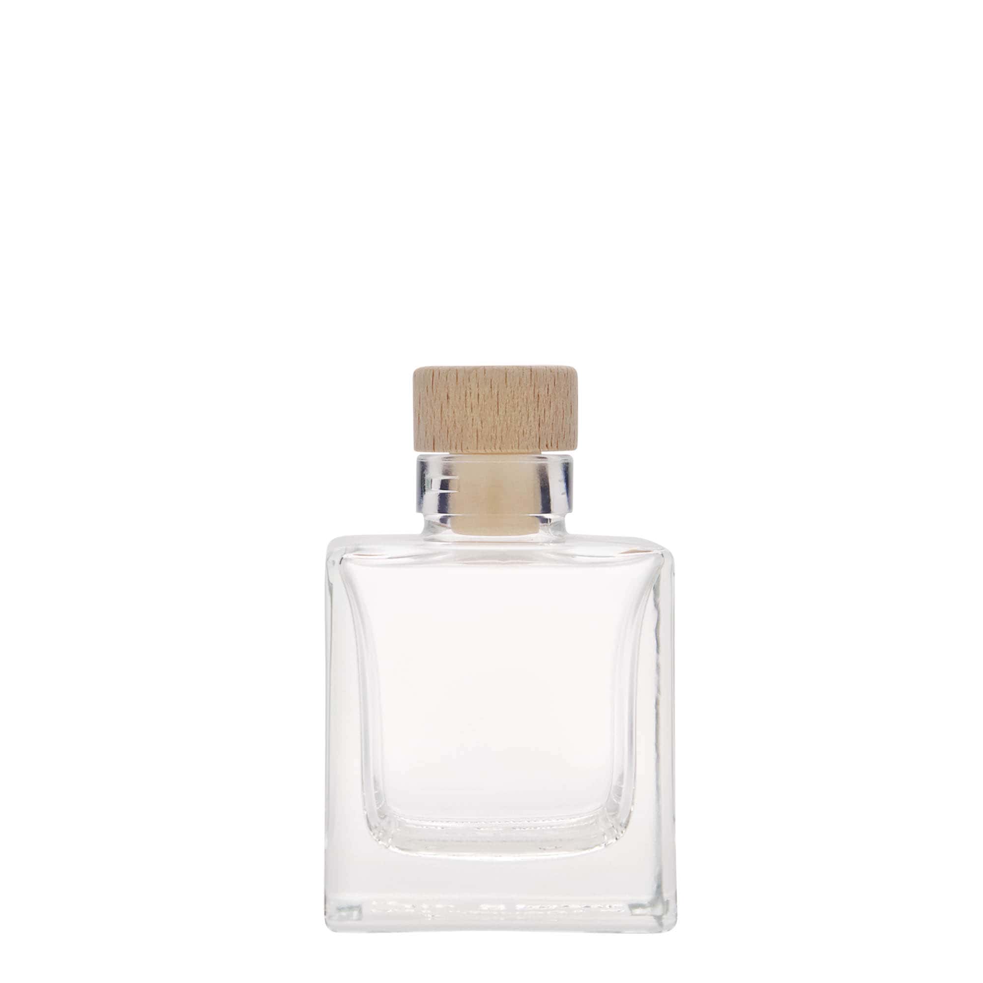 Frasco de vidro de 100 ml 'Cube', quadrado, abertura: cortiça