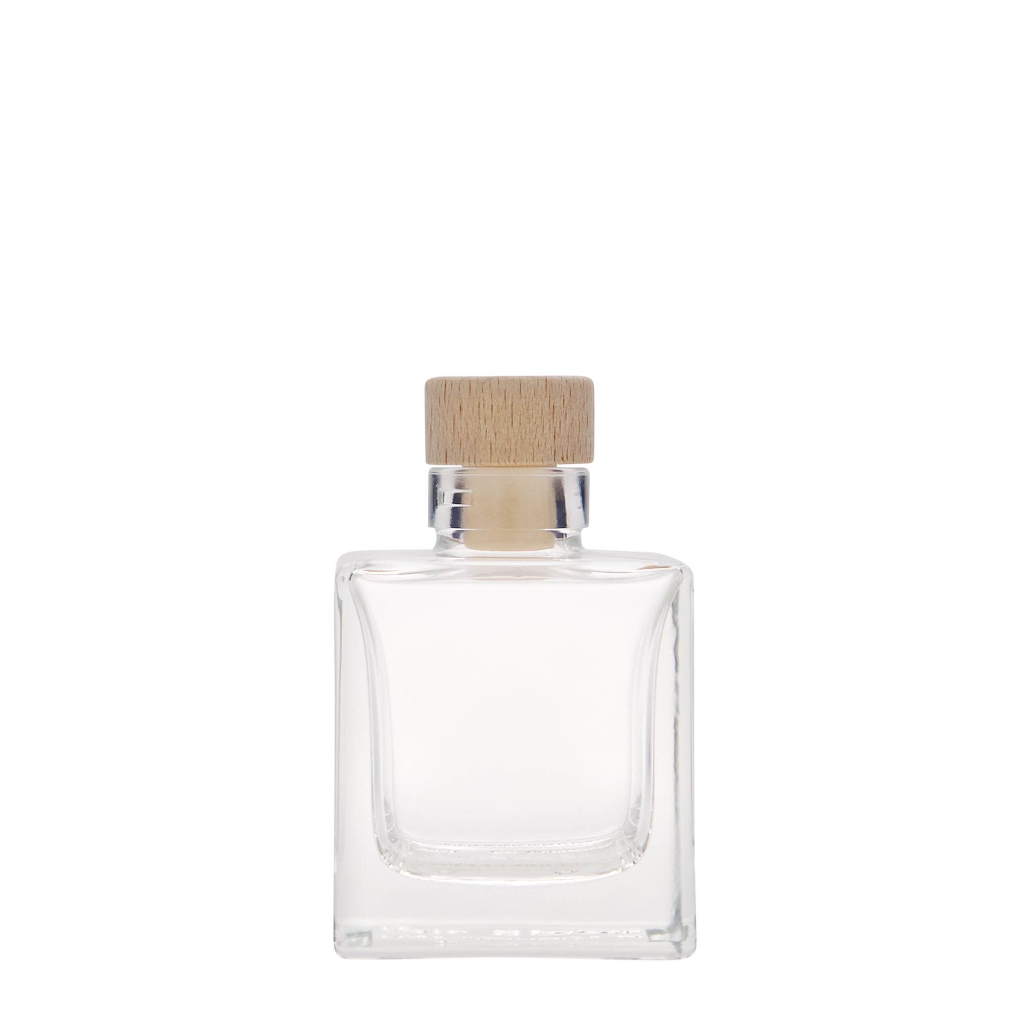 Frasco de vidro de 100 ml 'Cube', quadrado, abertura: cortiça