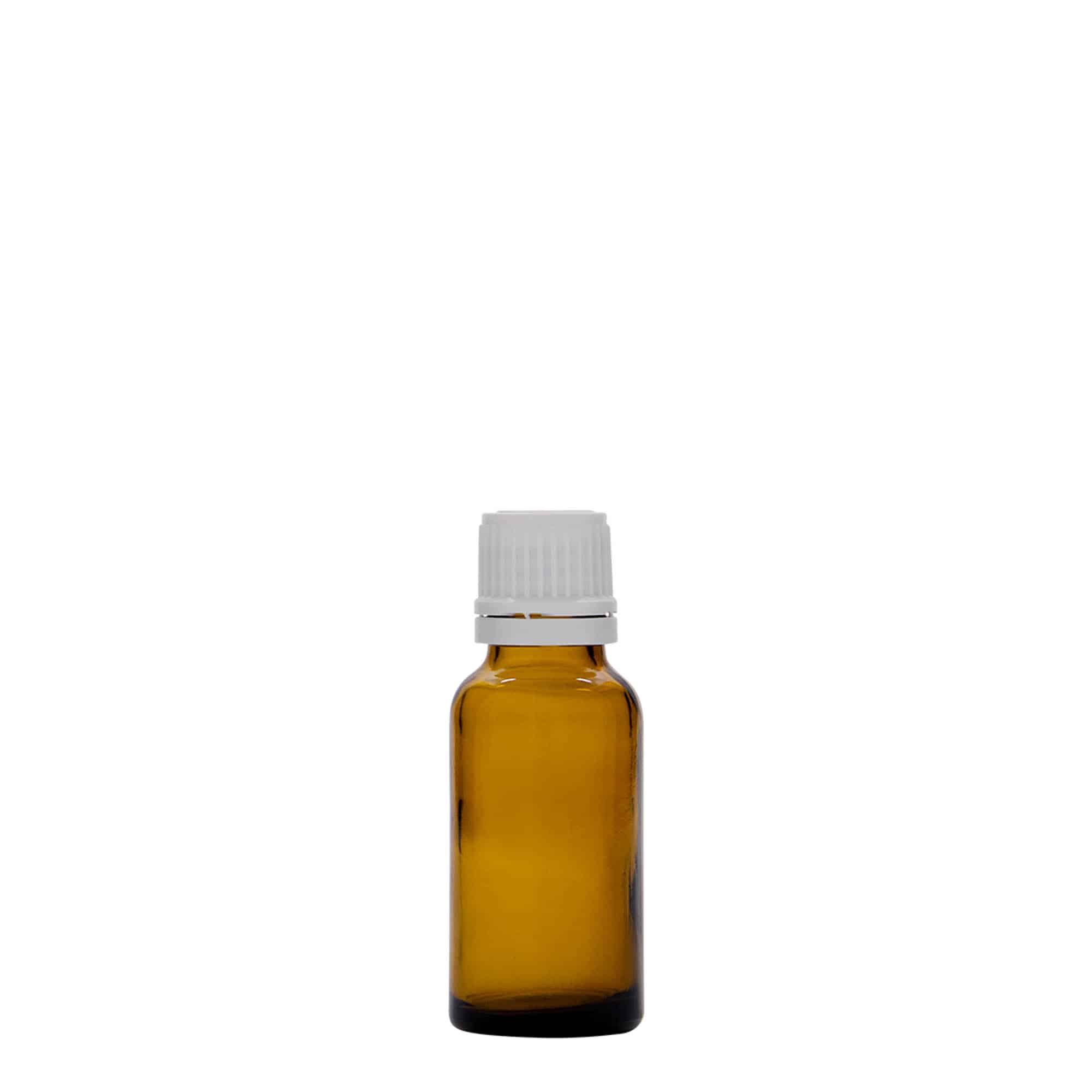 Frasco medicinal de 20 ml, vidro castanho, bocal: DIN 18