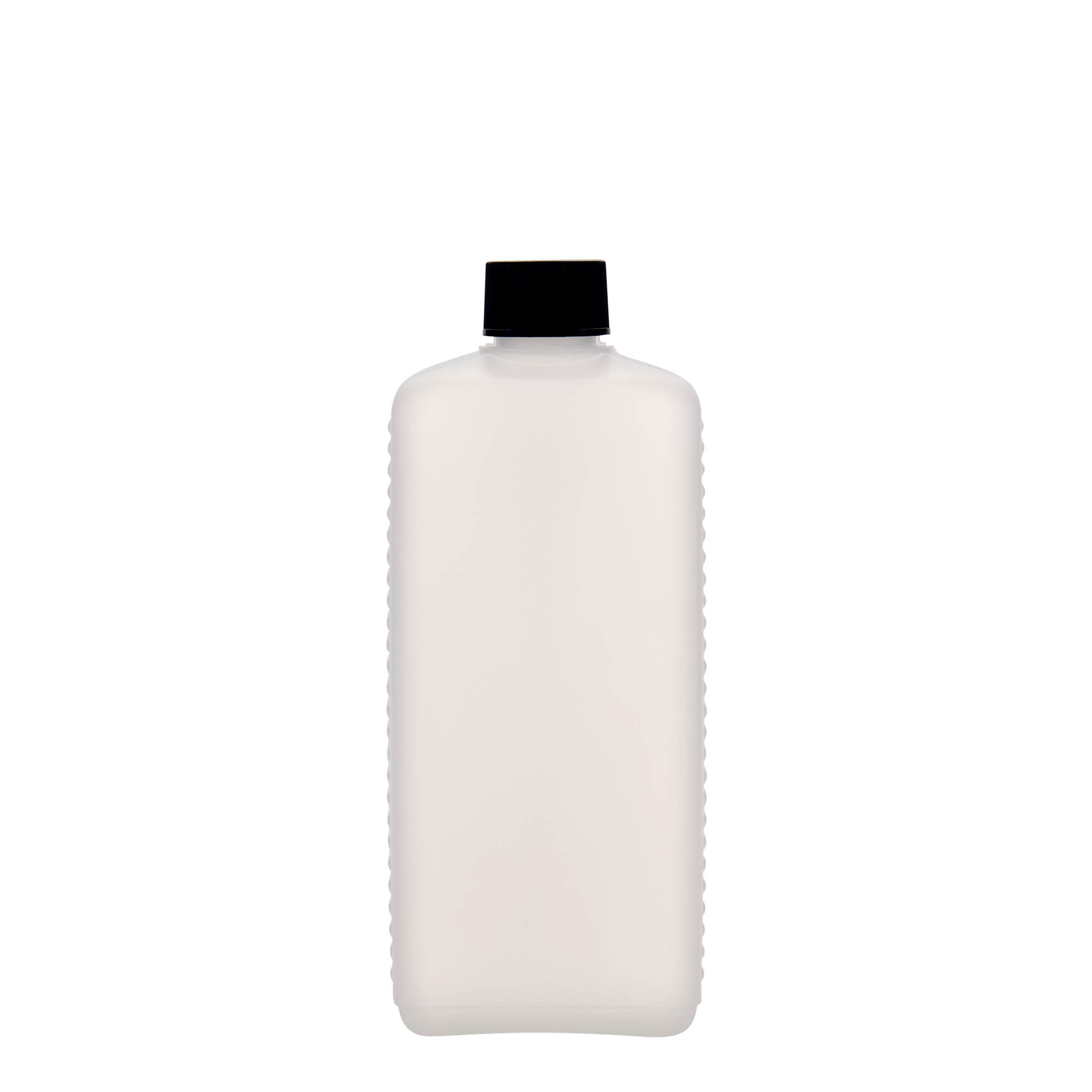 Frasco de contentor de 500 ml, retangular, plástico HDPE, natural, boca: DIN 25 EPE