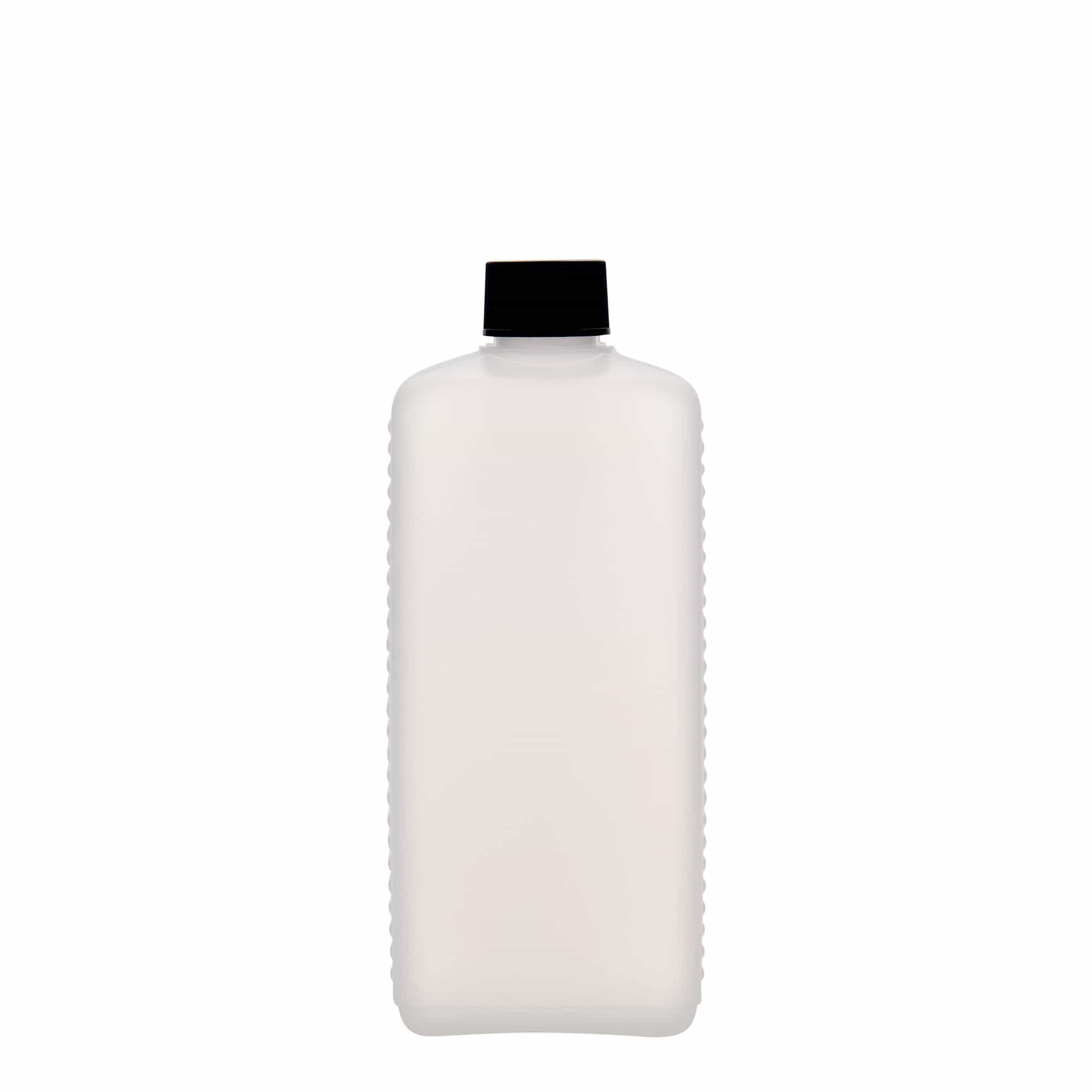 Frasco de contentor de 500 ml, retangular, plástico HDPE, natural, boca: DIN 25 EPE