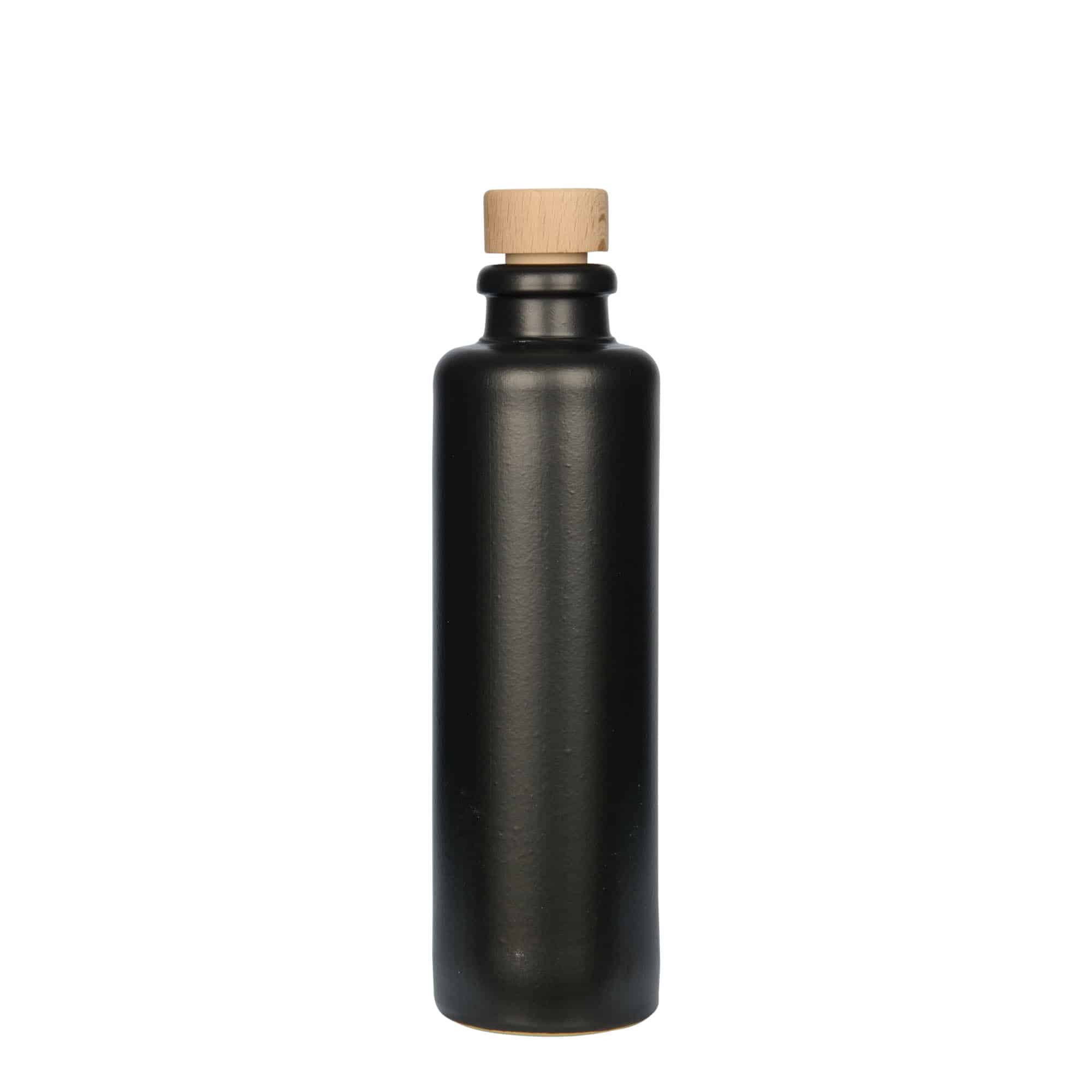 Jarro de barro 200 ml, faiança, preto, abertura: cortiça