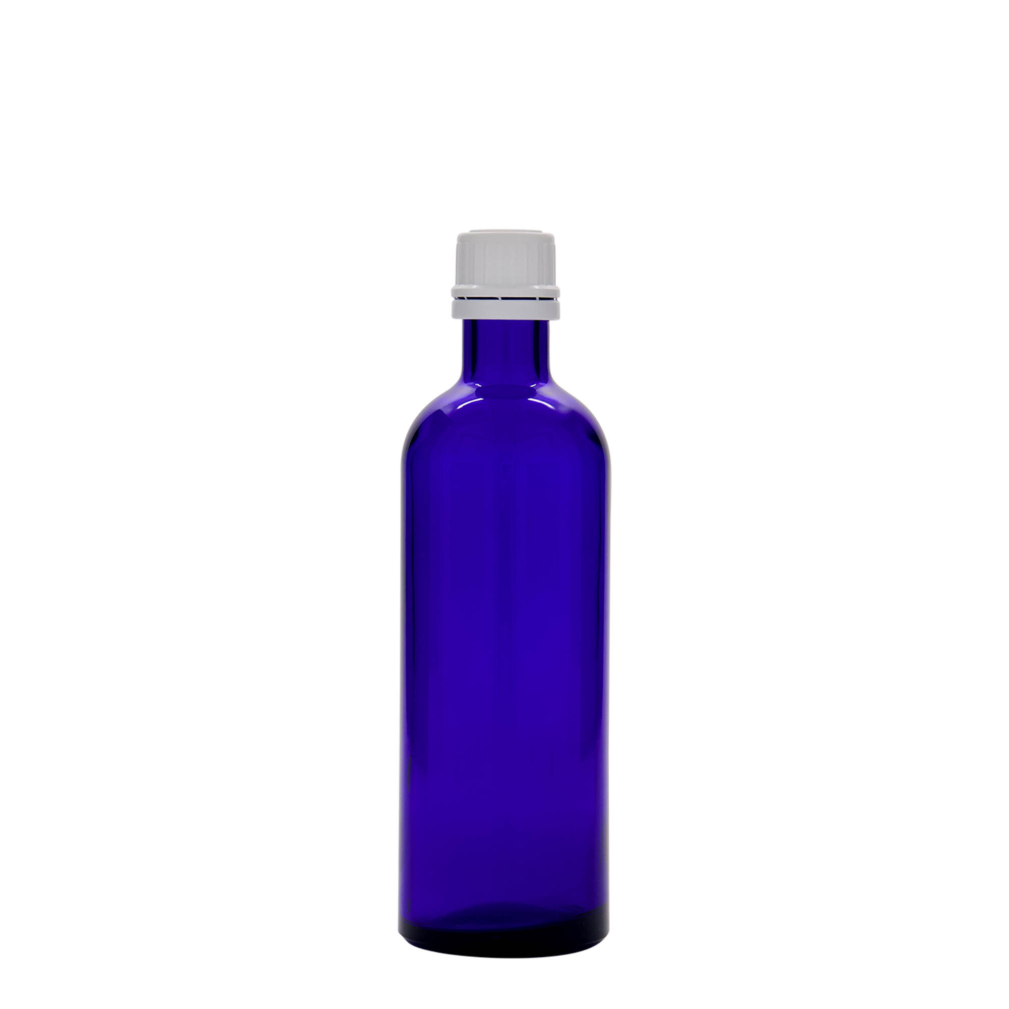 Frasco de medicamento de 200 ml, vidro, azul royal, bocal: DIN 22 Frasco de medicamento de 200 ml, vidro, azul royal, bocal: DIN 22