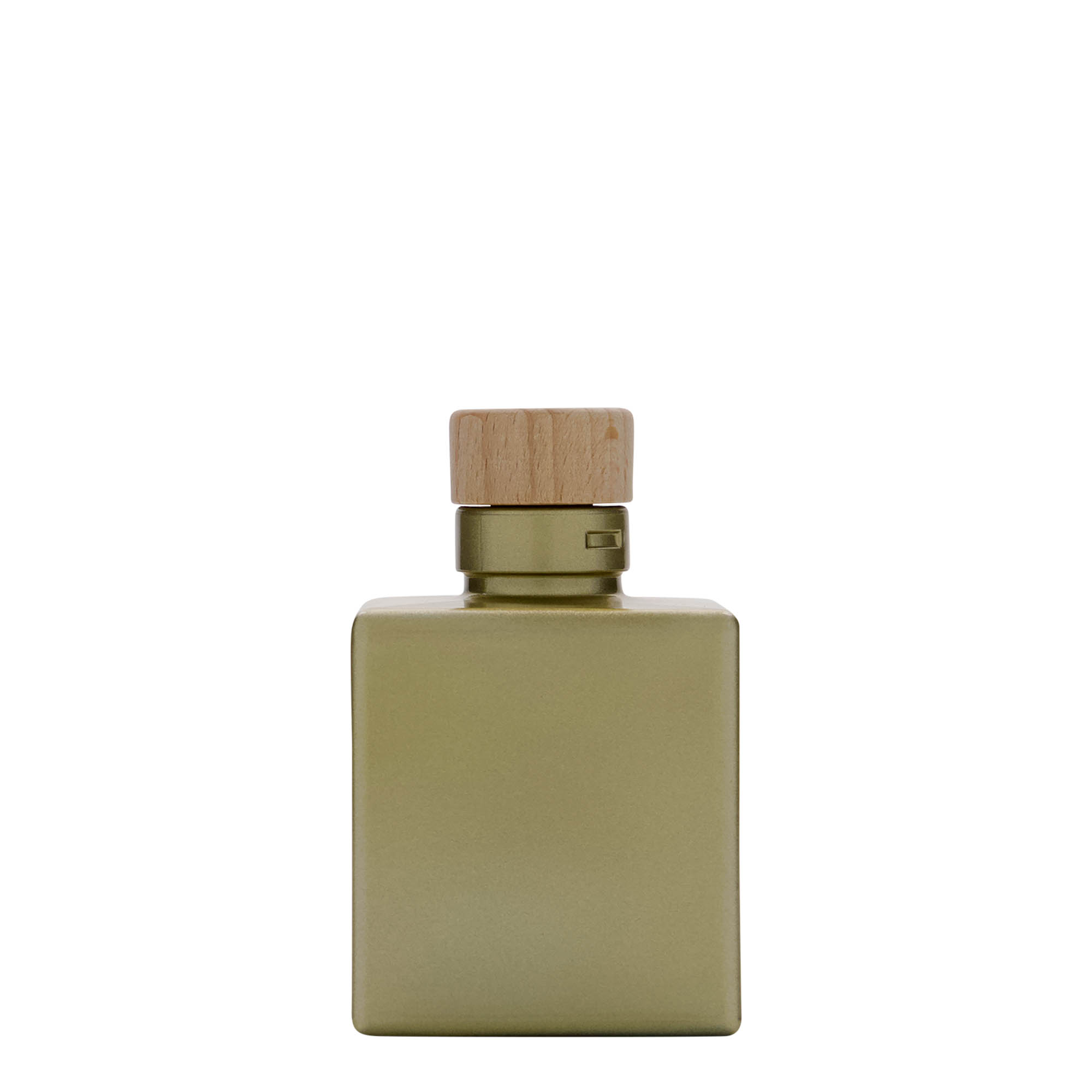 Frasco de vidro de 100 ml 'Cube', quadrado, dourado, boca: cortiça Frasco de vidro de 100 ml 'Cube', quadrado, dourado, boca: cortiça