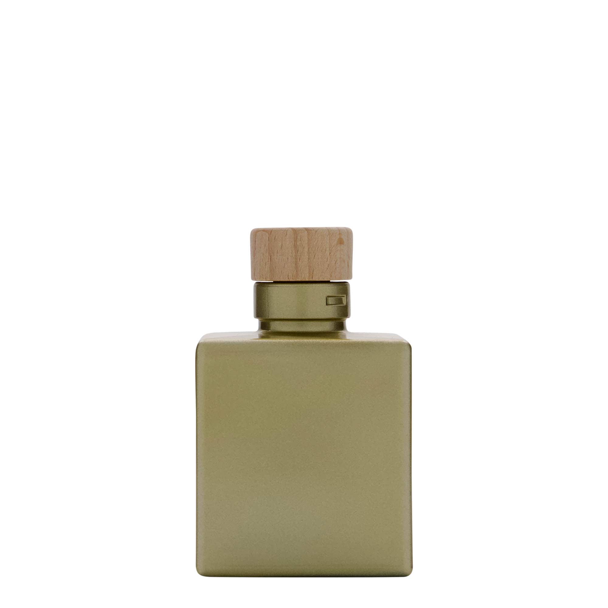 Frasco de vidro de 100 ml 'Cube', quadrado, dourado, boca: cortiça