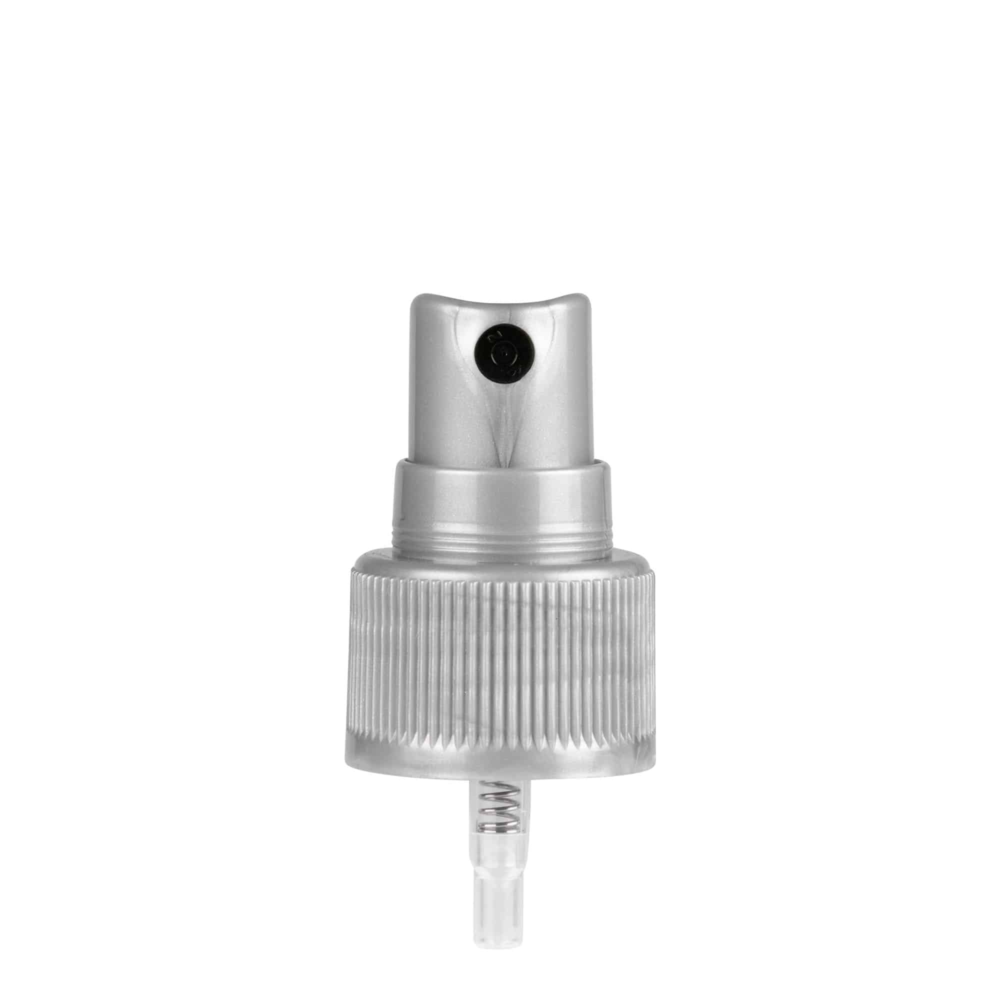 Tampa de rosca com spray nebulizador, plástico PP, prateado, para boca: GPI 24/410 Tampa de rosca com spray nebulizador, plástico PP, prateado, para boca: GPI 24/410