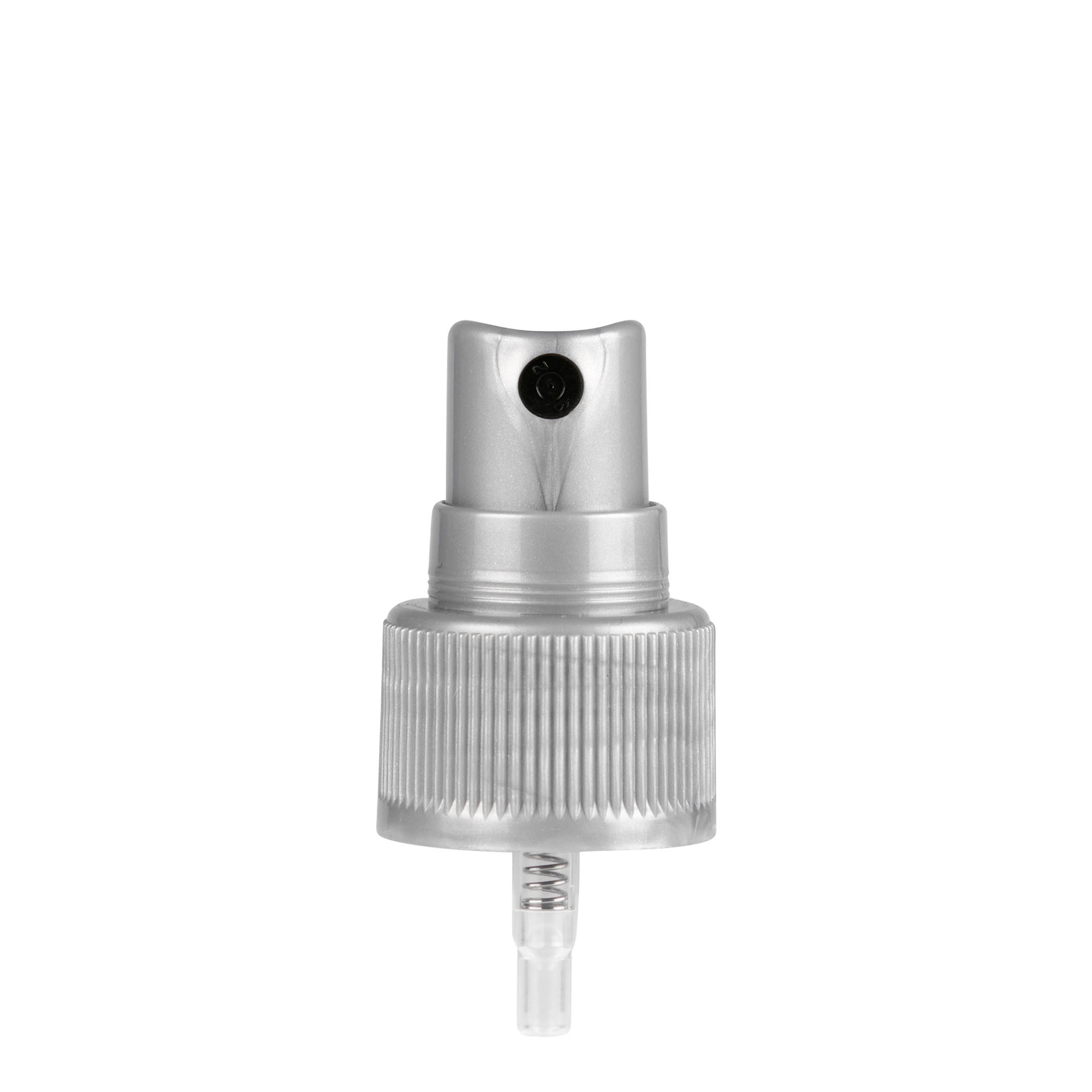Tampa de rosca com pulverizador spray, plástico PP, prateado, para abertura: 24/410 Tampa de rosca com pulverizador spray, plástico PP, prateado, para abertura: 24/410