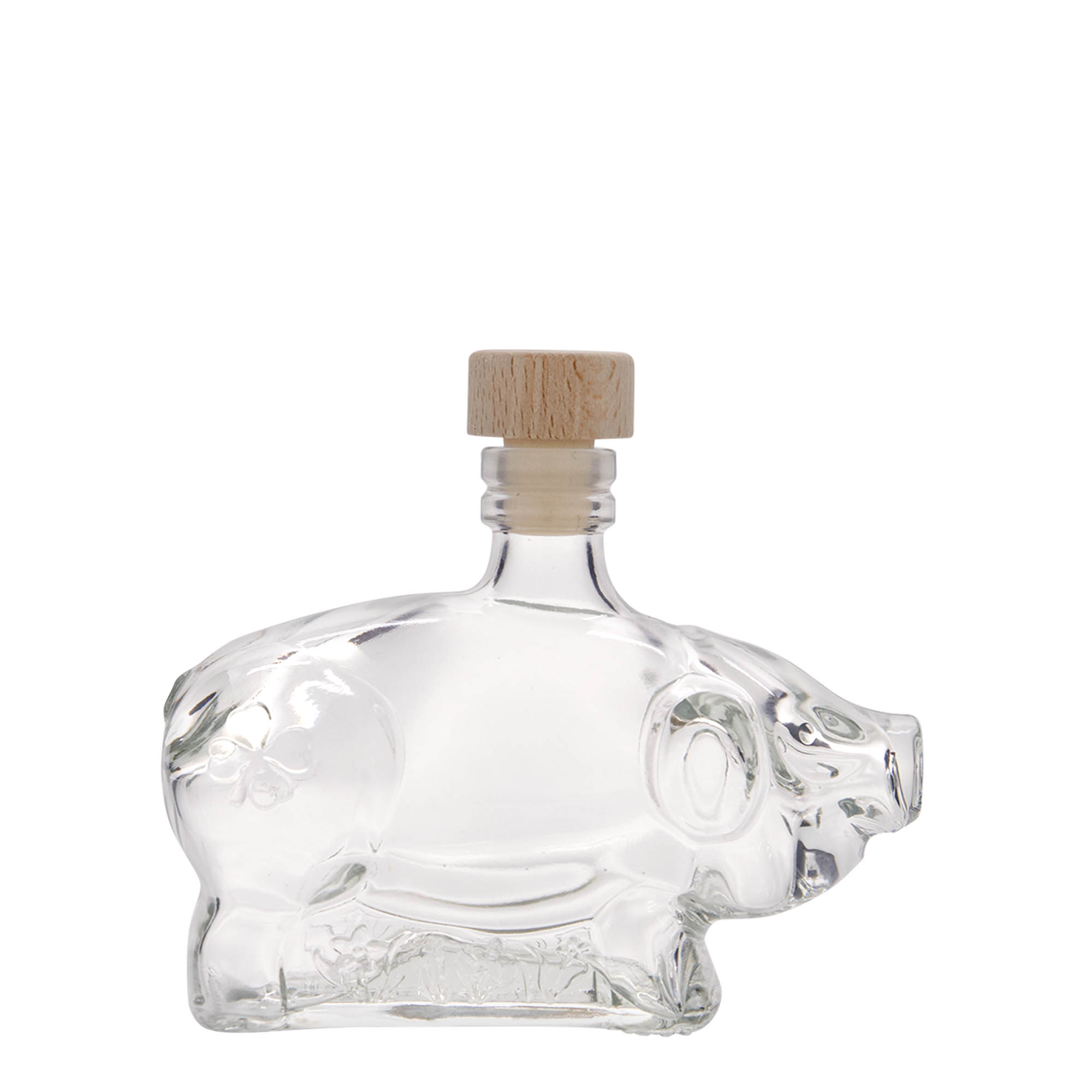 Frasco de vidro de 200 ml 'Porquinho da Sorte', abertura: cortiça