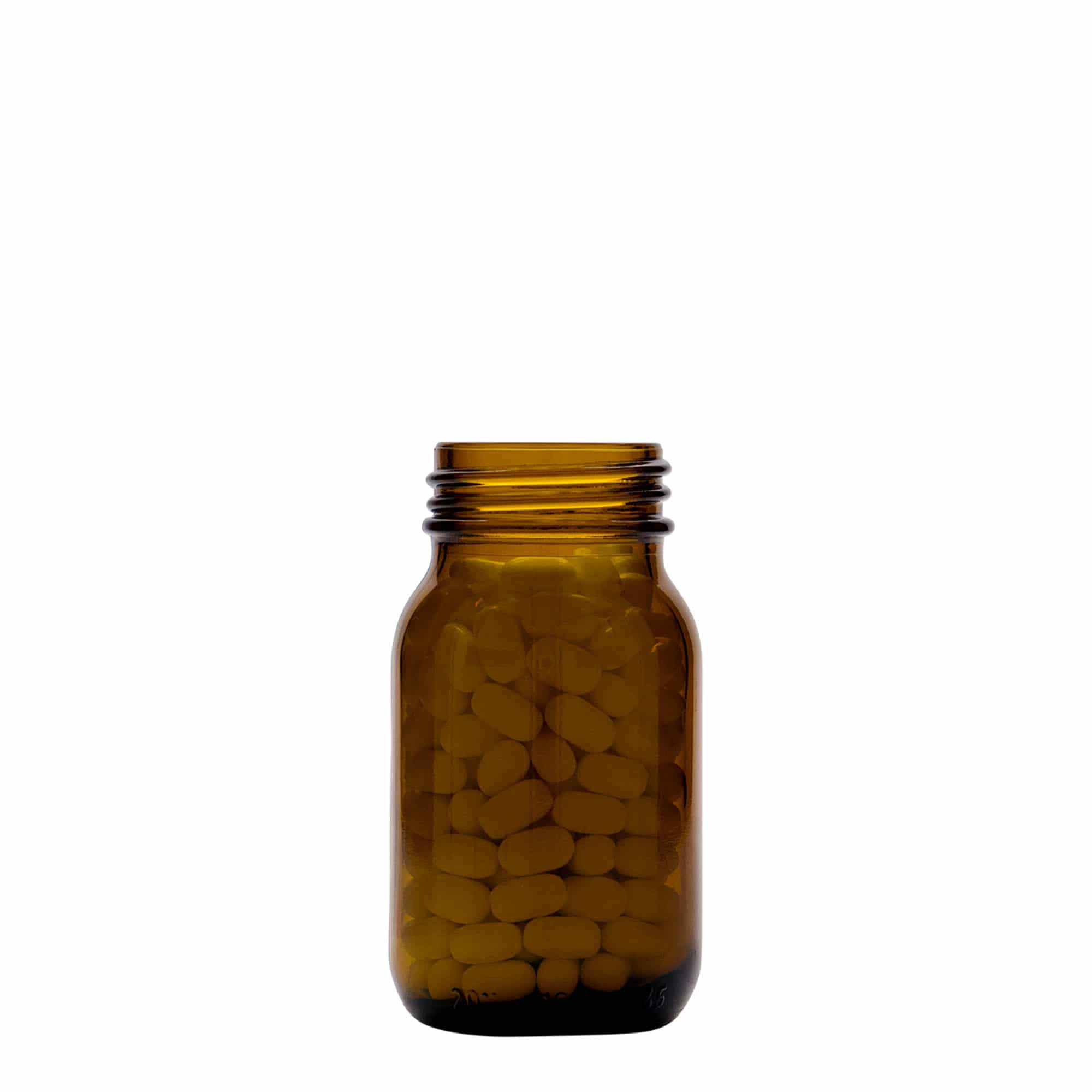 Frasco de pescoço largo 100 ml, castanho, boca: DIN 40