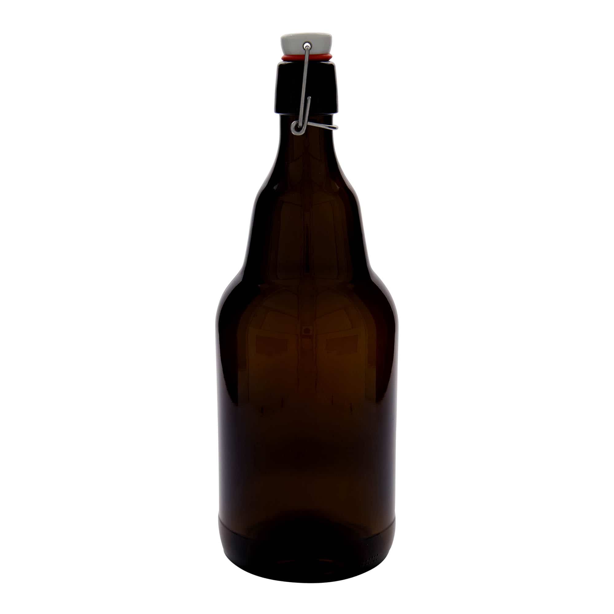 2000 ml Garrafa de cerveja, vidro, castanho, boca: Tampa mecânica
