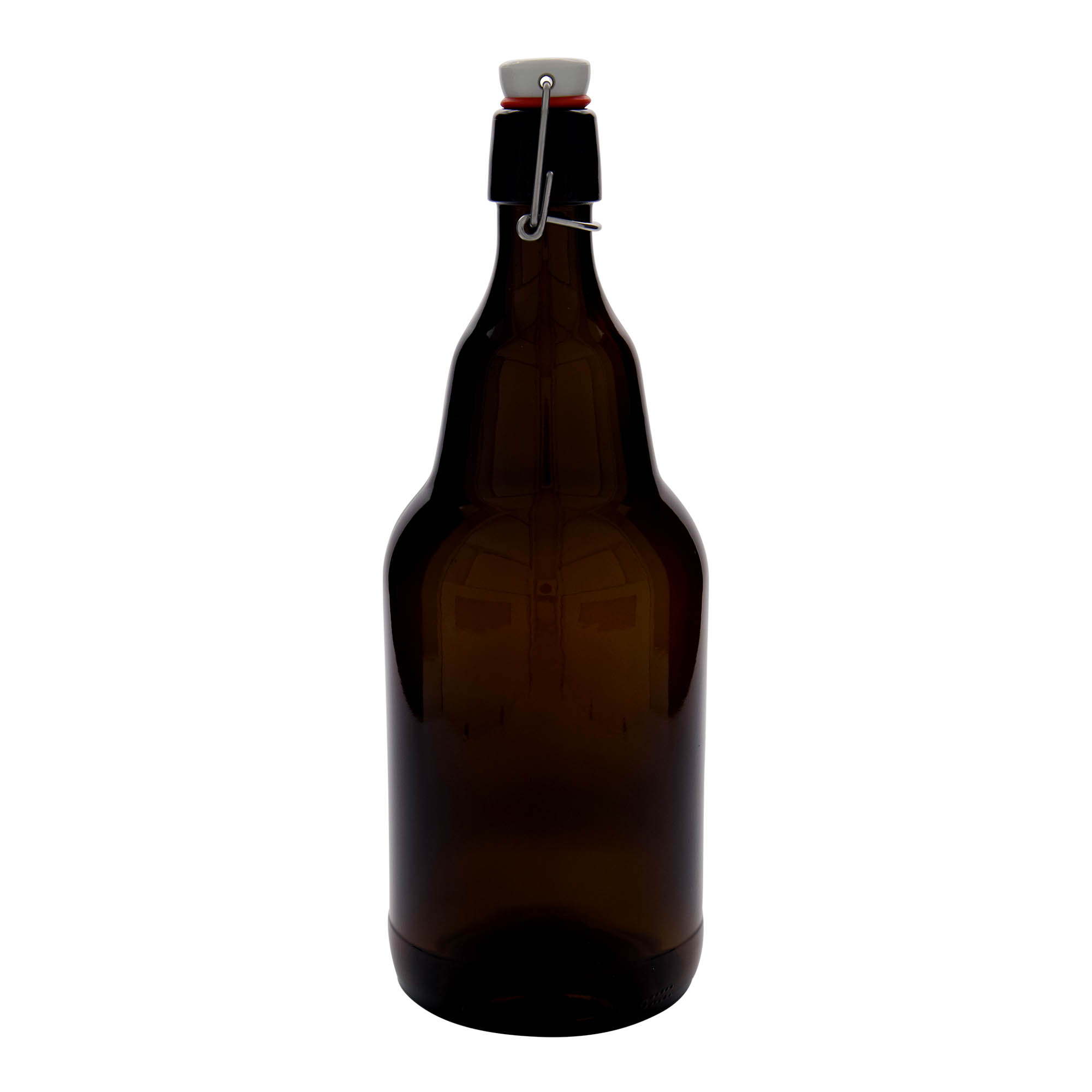 Garrafa de cerveja de 2.000 ml, vidro, castanha, boca: fecho de alavanca