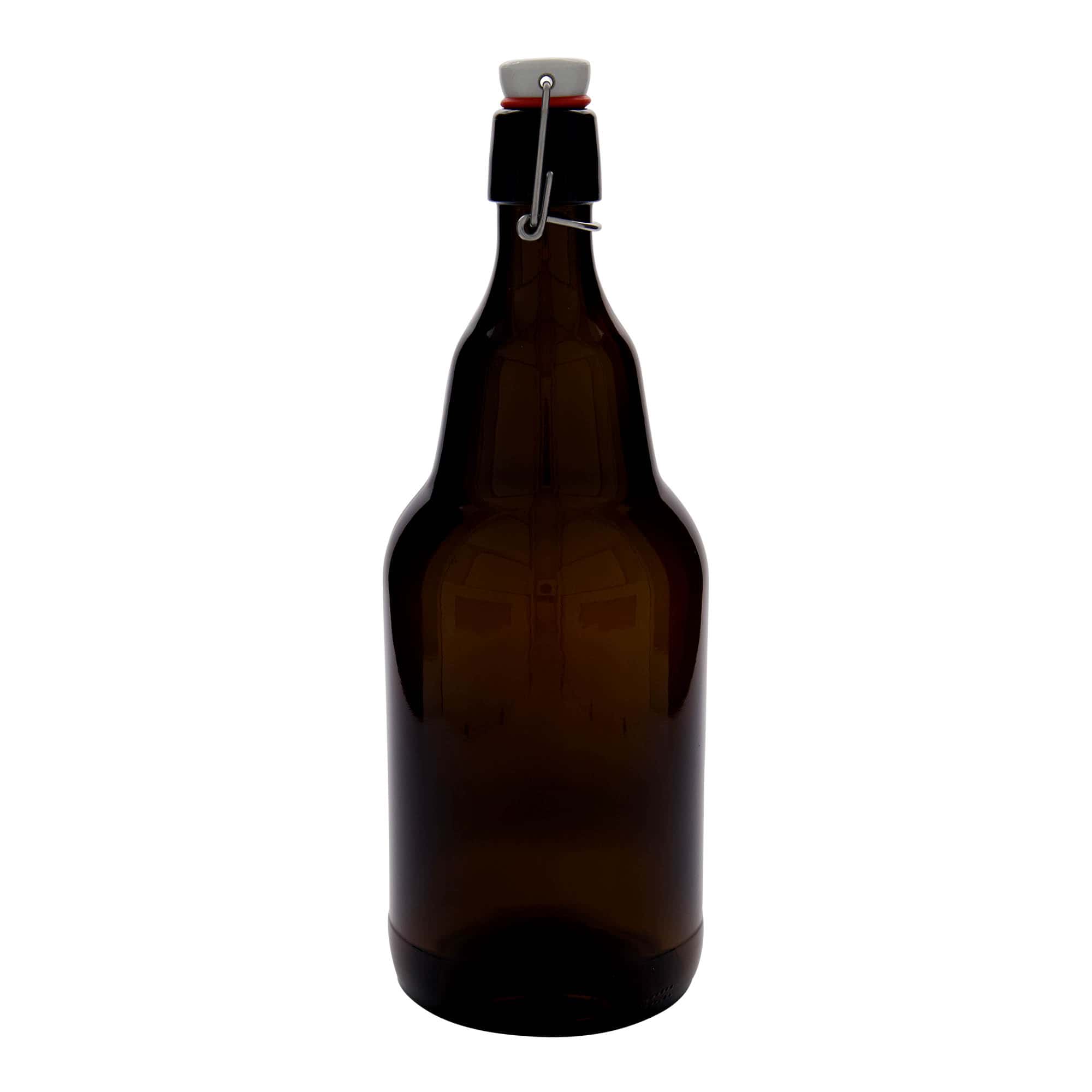 Garrafa de cerveja de 2.000 ml, vidro, castanha, boca: fecho de alavanca