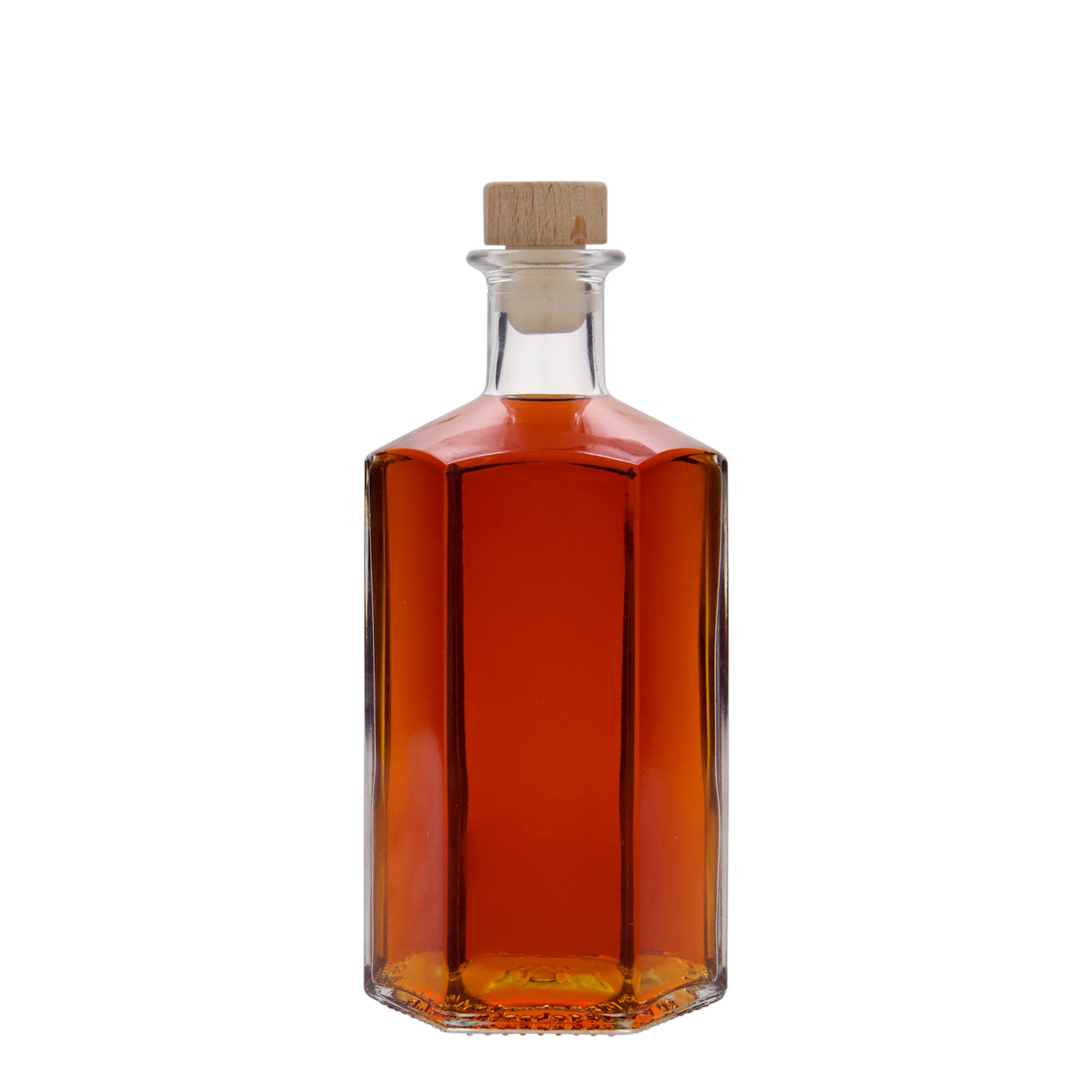 Garrafa de vidro de 500 ml Farmacêutico 'Jimmy', hexagonal, boca: cortiça Garrafa de vidro de 500 ml Farmacêutico 'Jimmy', hexagonal, boca: cortiça