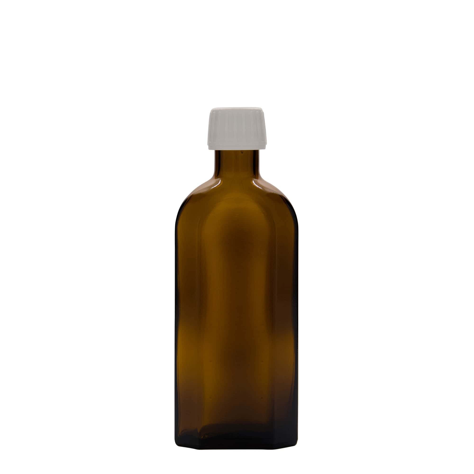 Frasco medicinal de 250 ml Meplat, oval, vidro, castanho, abertura: PP 28