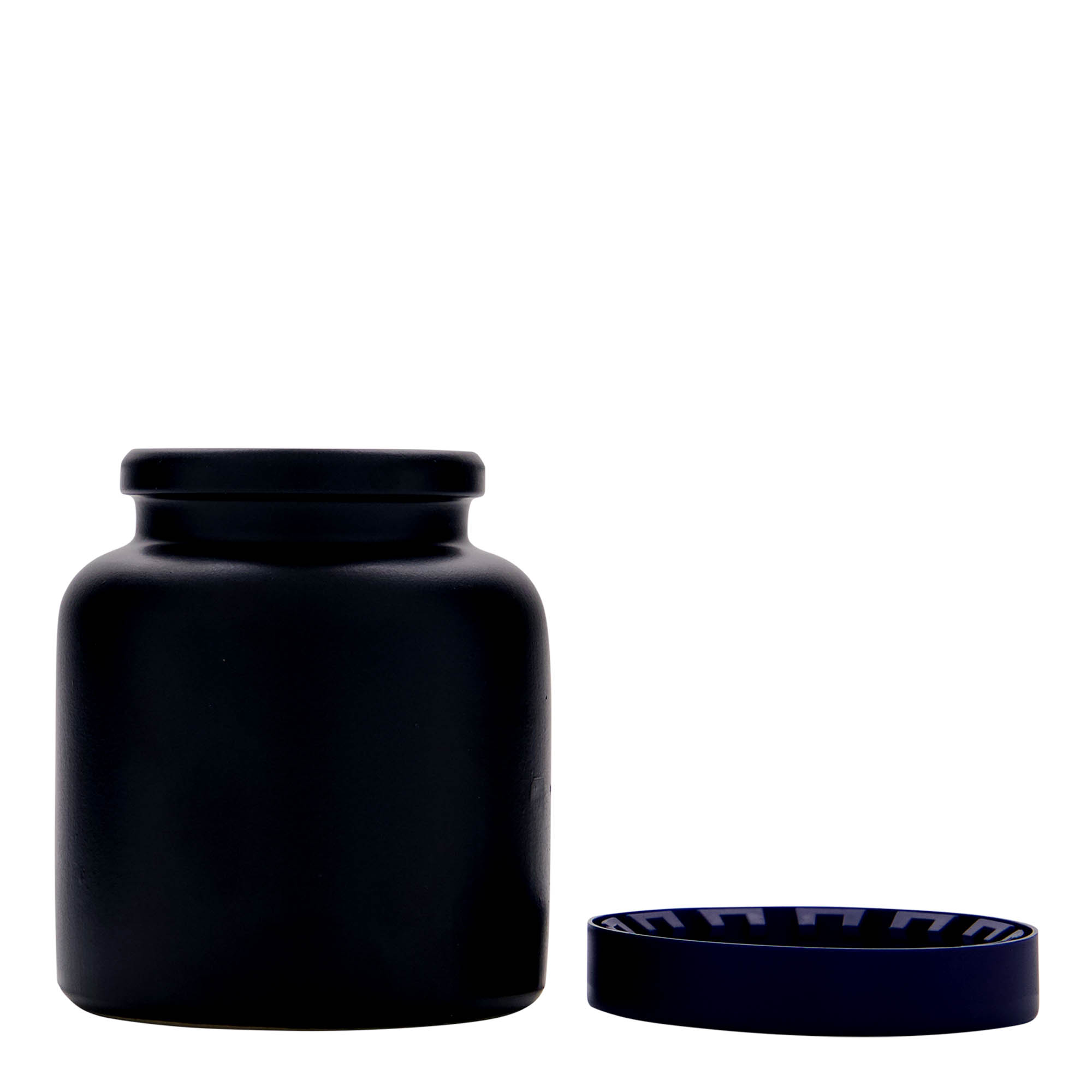 Vaso de grés de 270 ml, cerâmica, preto, boca: tampa invertida