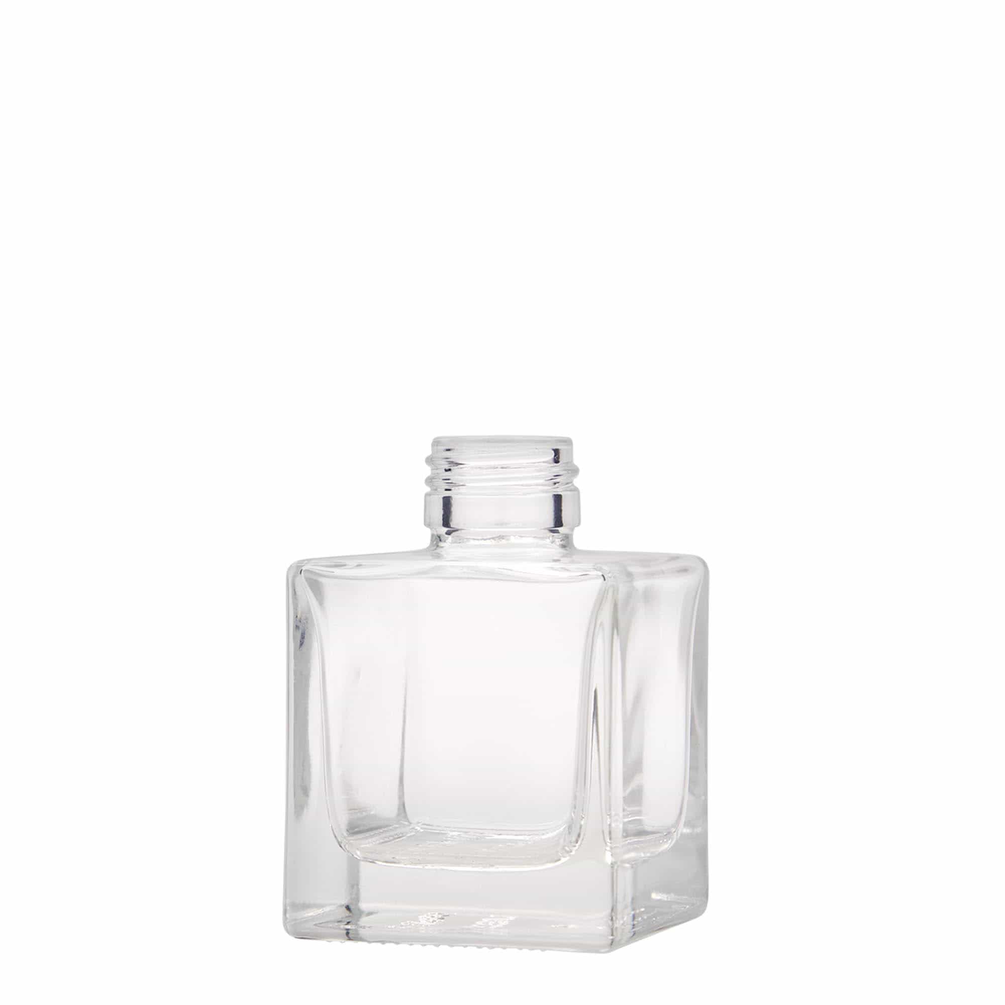 Frasco de vidro de 100 ml 'Cube', quadrado, boca: PP 28