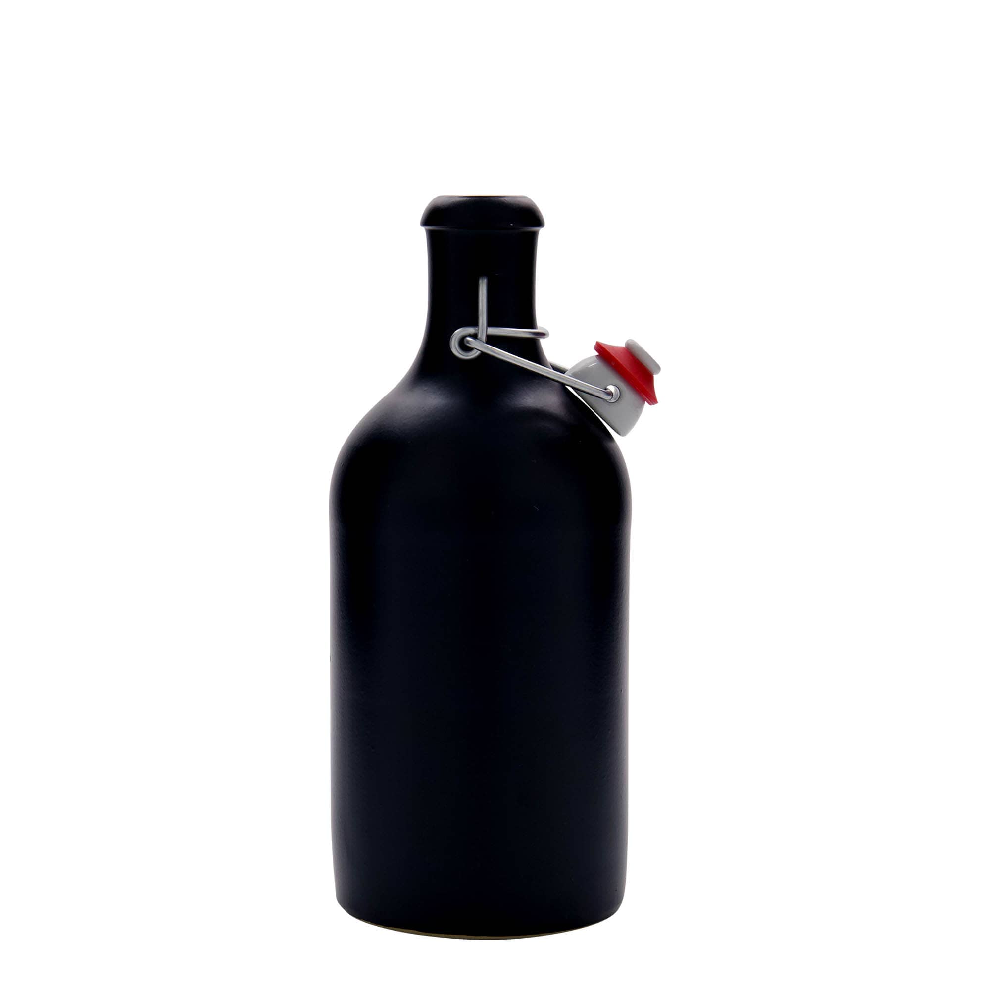 Jarro de barro 500 ml, grés, preto, abertura: fecho de mola