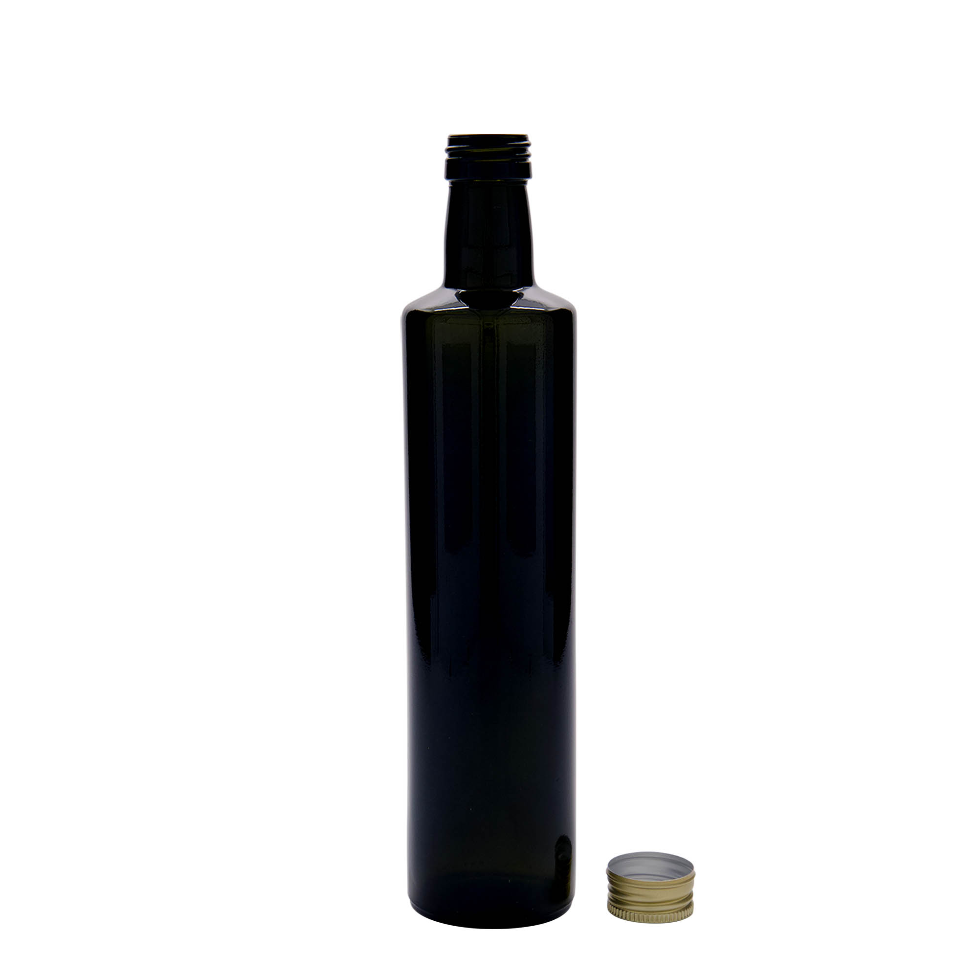 Garrafa de vidro de 500 ml 'Dorica', verde antigo, boca: PP 31,5