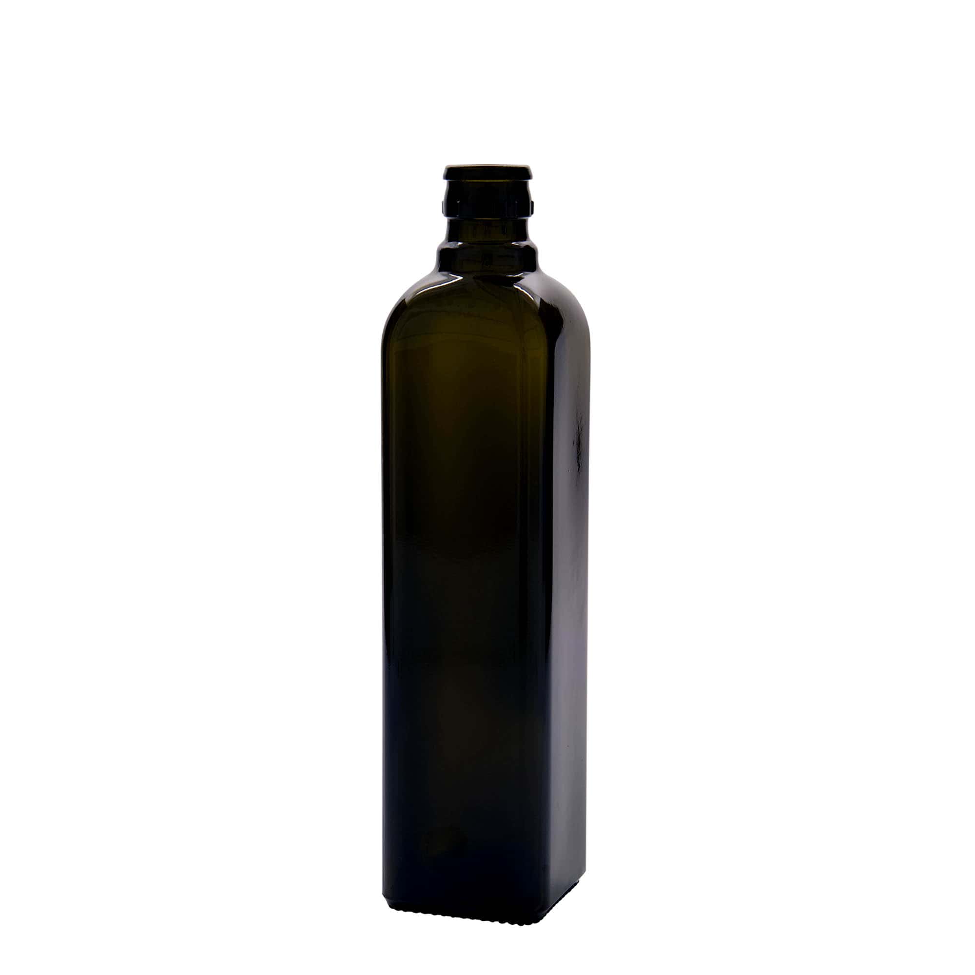 Garrafa de vinagre/óleo 'Quadra' 500 ml, vidro, quadrada, verde antigo, bocal: DOP Garrafa de vinagre/óleo 'Quadra' 500 ml, vidro, quadrada, verde antigo, bocal: DOP