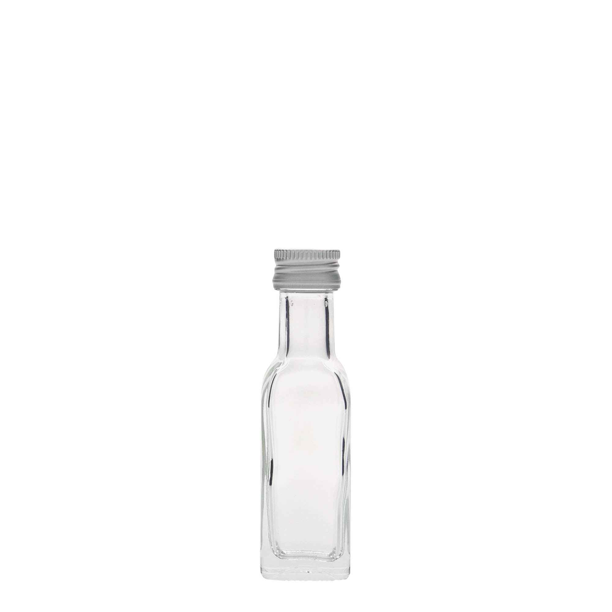 Frasco de vidro de 20 ml 'Marasca', quadrado, bocal: PP 18 Frasco de vidro de 20 ml 'Marasca', quadrado, bocal: PP 18