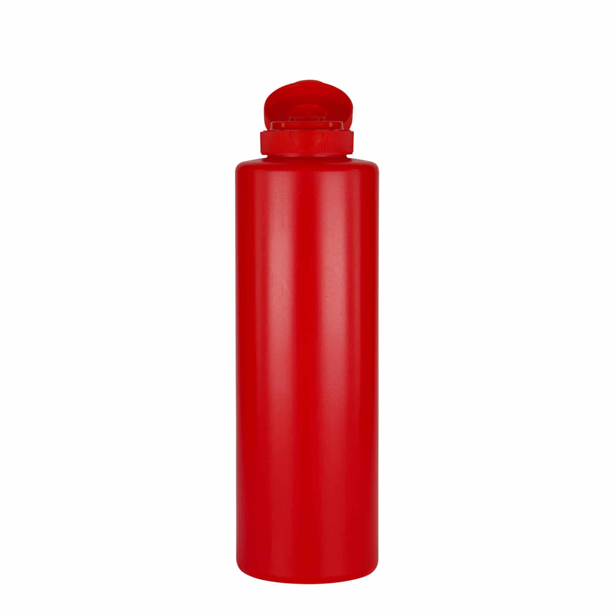 Frasco para molhos de 500 ml, plástico LDPE, vermelho, bocal: 38/400 Frasco para molhos de 500 ml, plástico LDPE, vermelho, bocal: 38/400