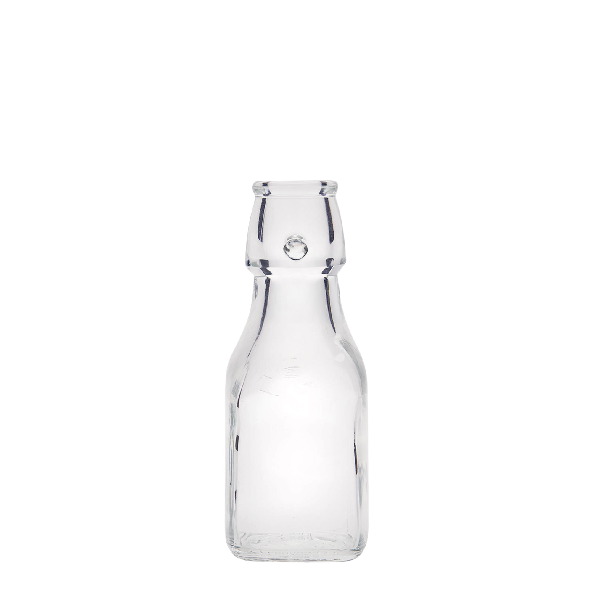 Frasco de vidro de 125 ml 'Swing', quadrado, bocal: fecho de alavanca Frasco de vidro de 125 ml 'Swing', quadrado, bocal: fecho de alavanca