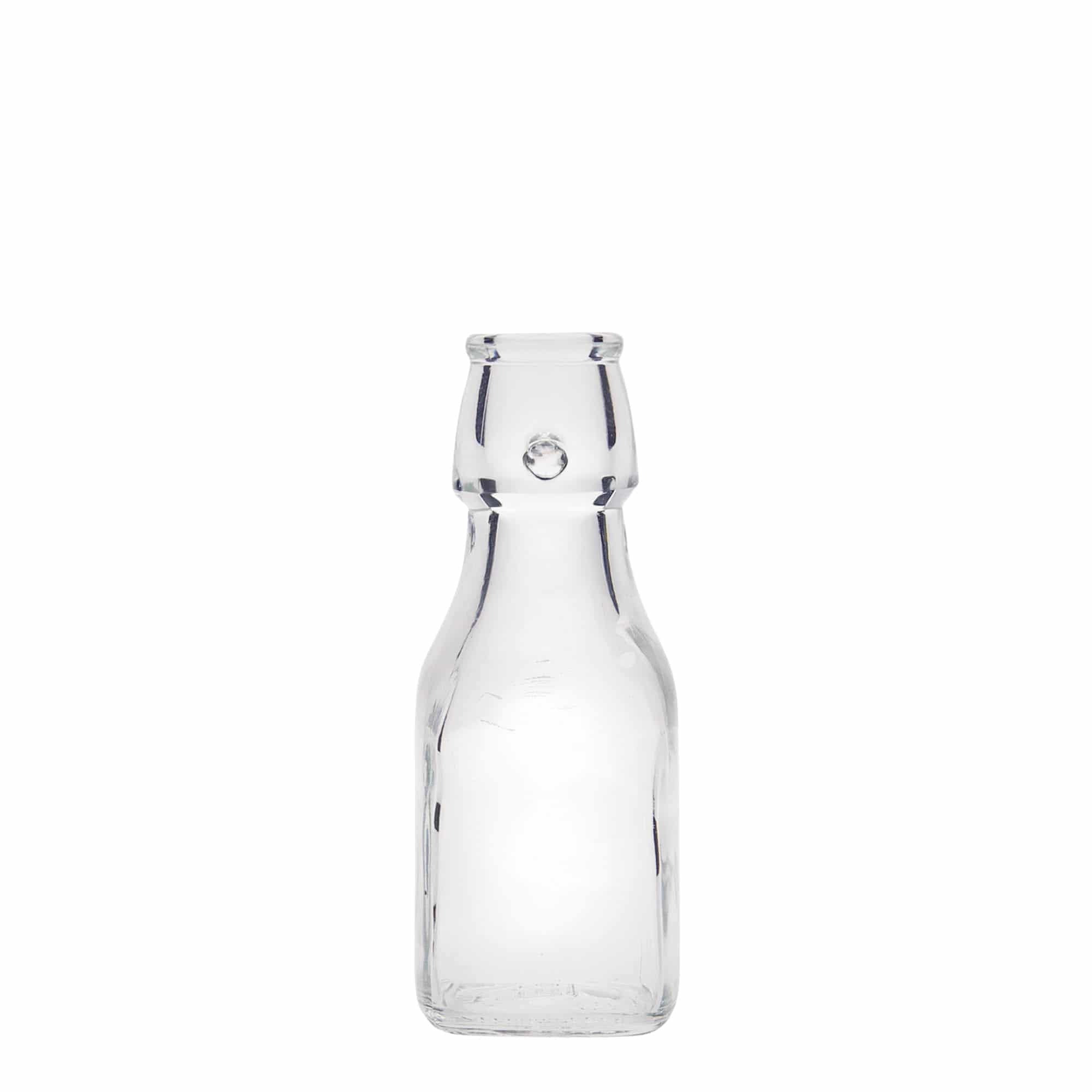 Frasco de vidro de 125 ml 'Swing', quadrado, bocal: fecho de alavanca