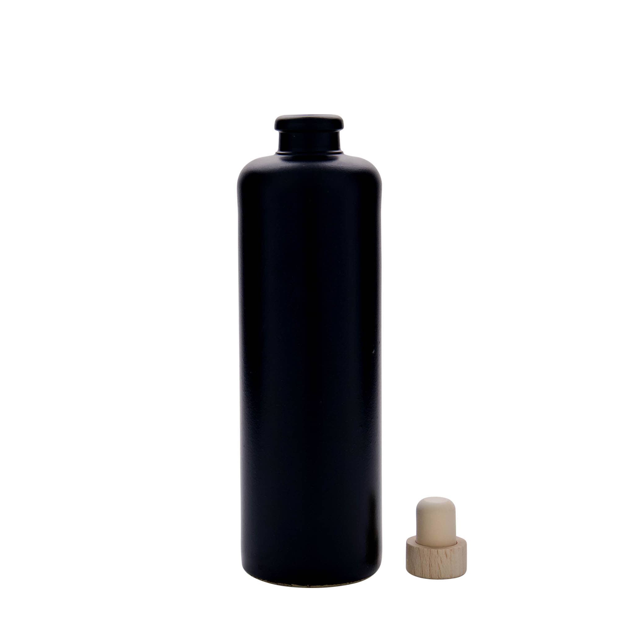Jarro de barro 500 ml, faiança, preto, boca: cortiça