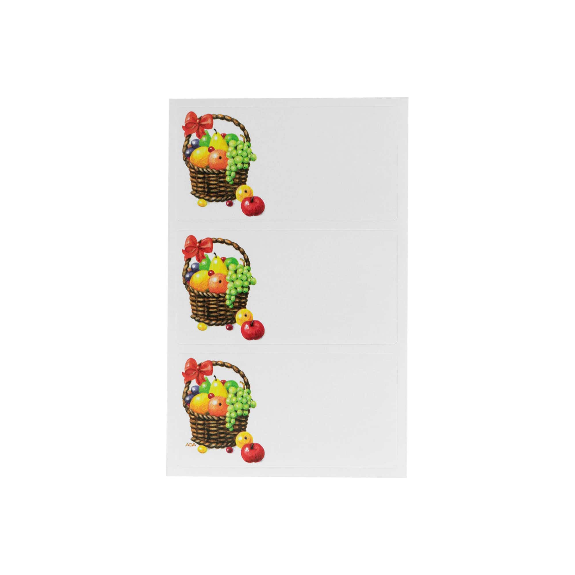 Etiquetas com formas 'Fruta decorativa', retangular, papel, várias cores