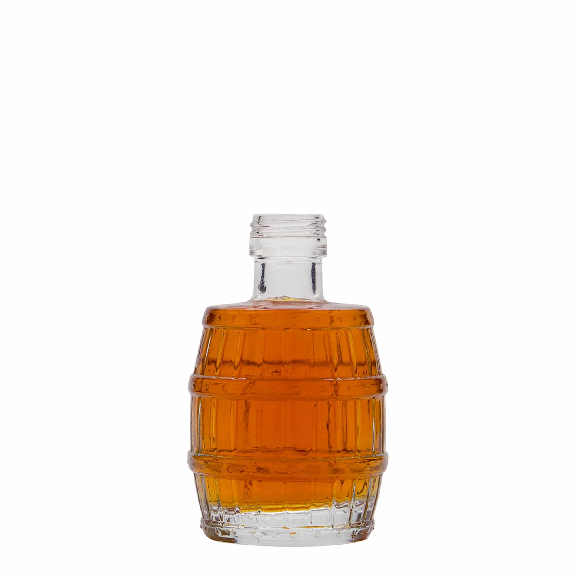 Frasco de vidro de 100 ml 'Barril', boca: PP 24 Frasco de vidro de 100 ml 'Barril', boca: PP 24