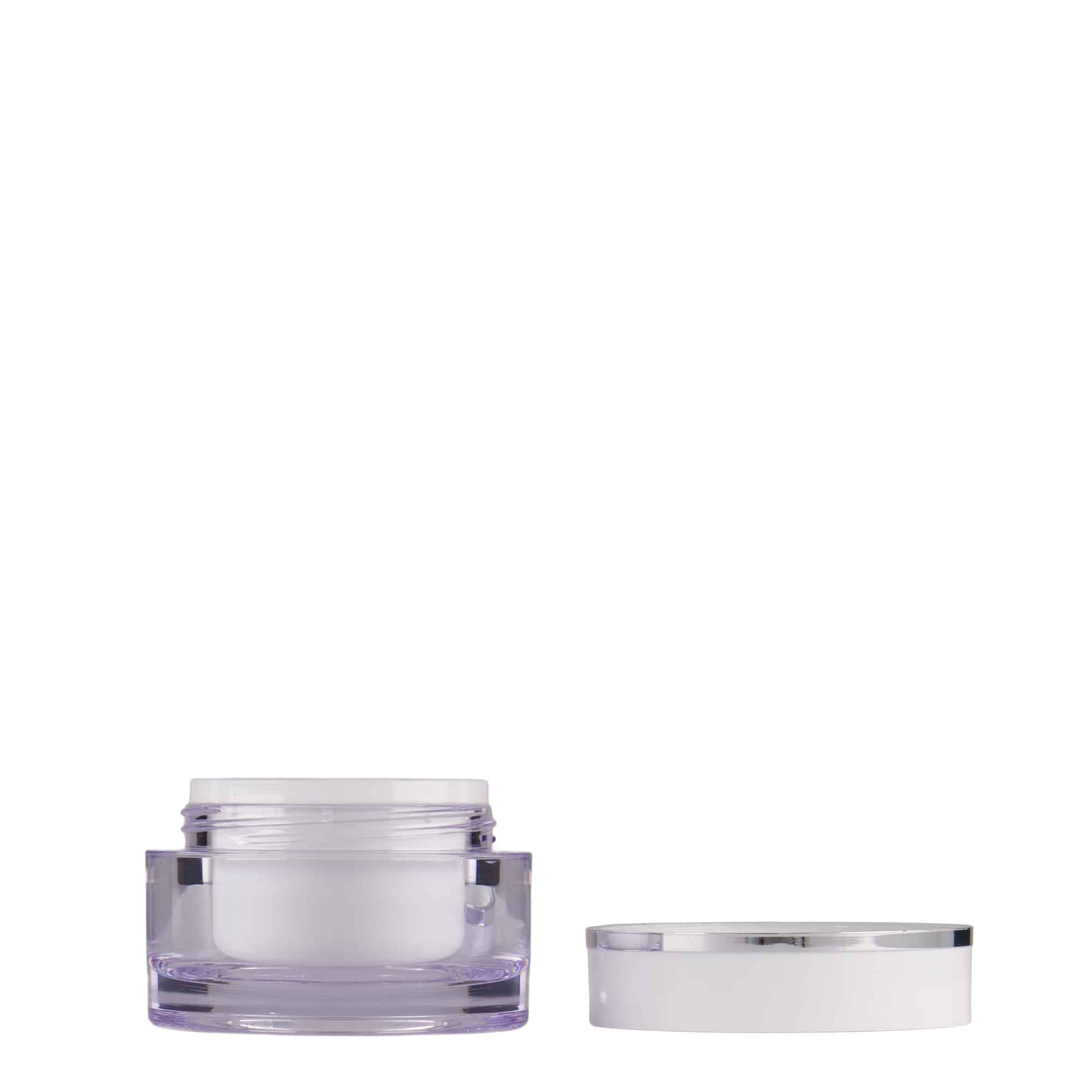 10 ml frasco, plástico SAN, branco, boca: tampa de rosca