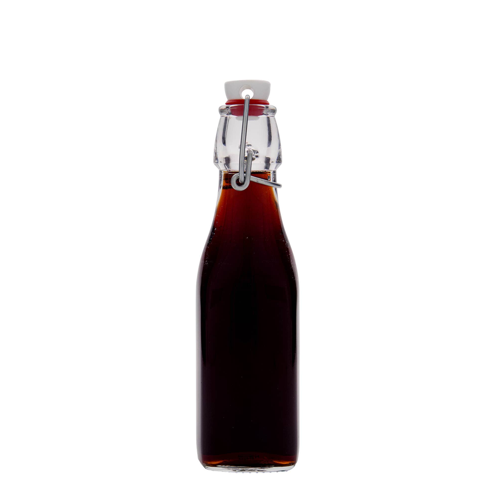 Garrafa de vidro 250 ml 'Swing, quadrada, boca: fecho de mola'