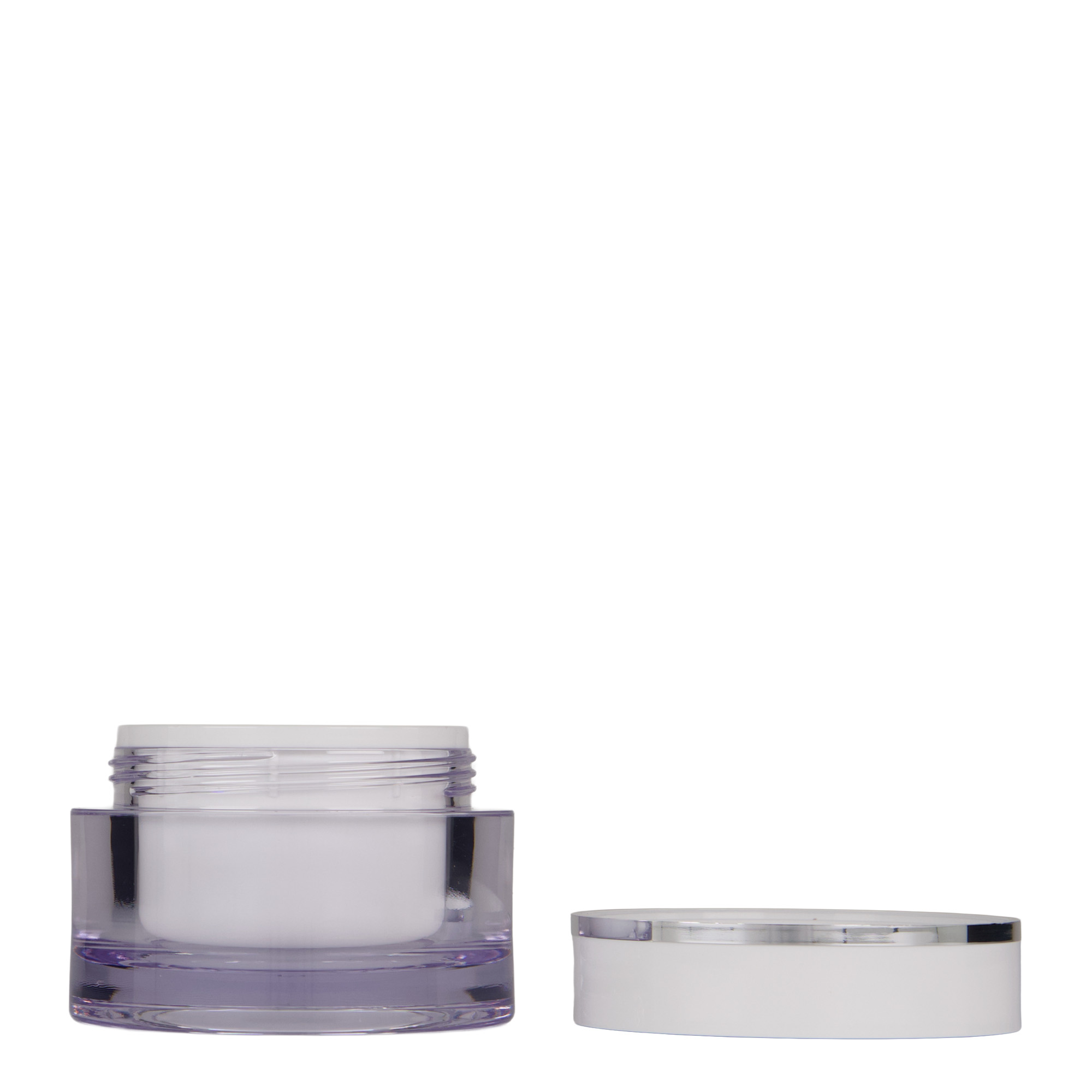 50 ml frasco, plástico SAN, branco, abertura: tampa de rosca 50 ml frasco, plástico SAN, branco, abertura: tampa de rosca