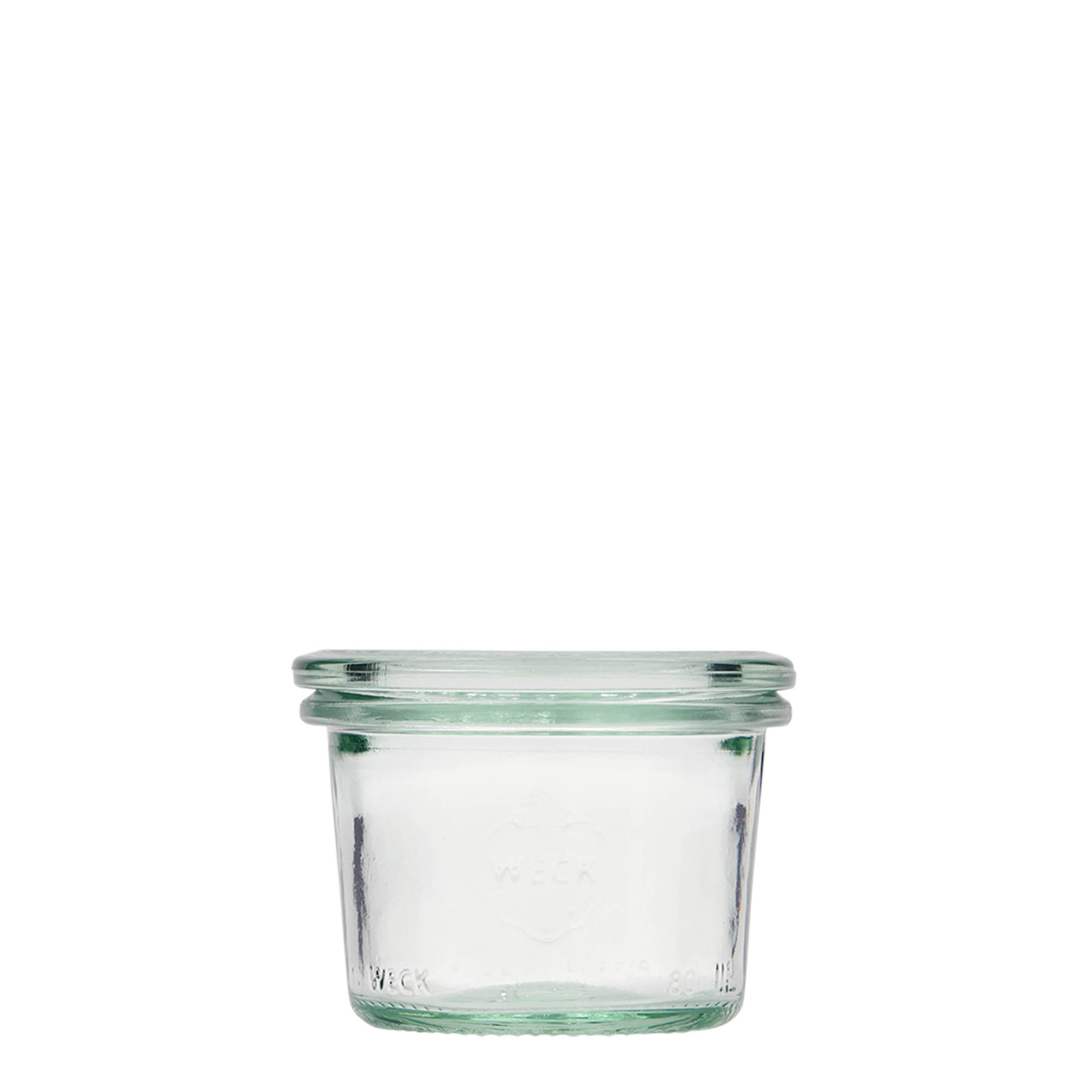 80 ml frasco WECK com tampa invertida, Boca: Borda redonda