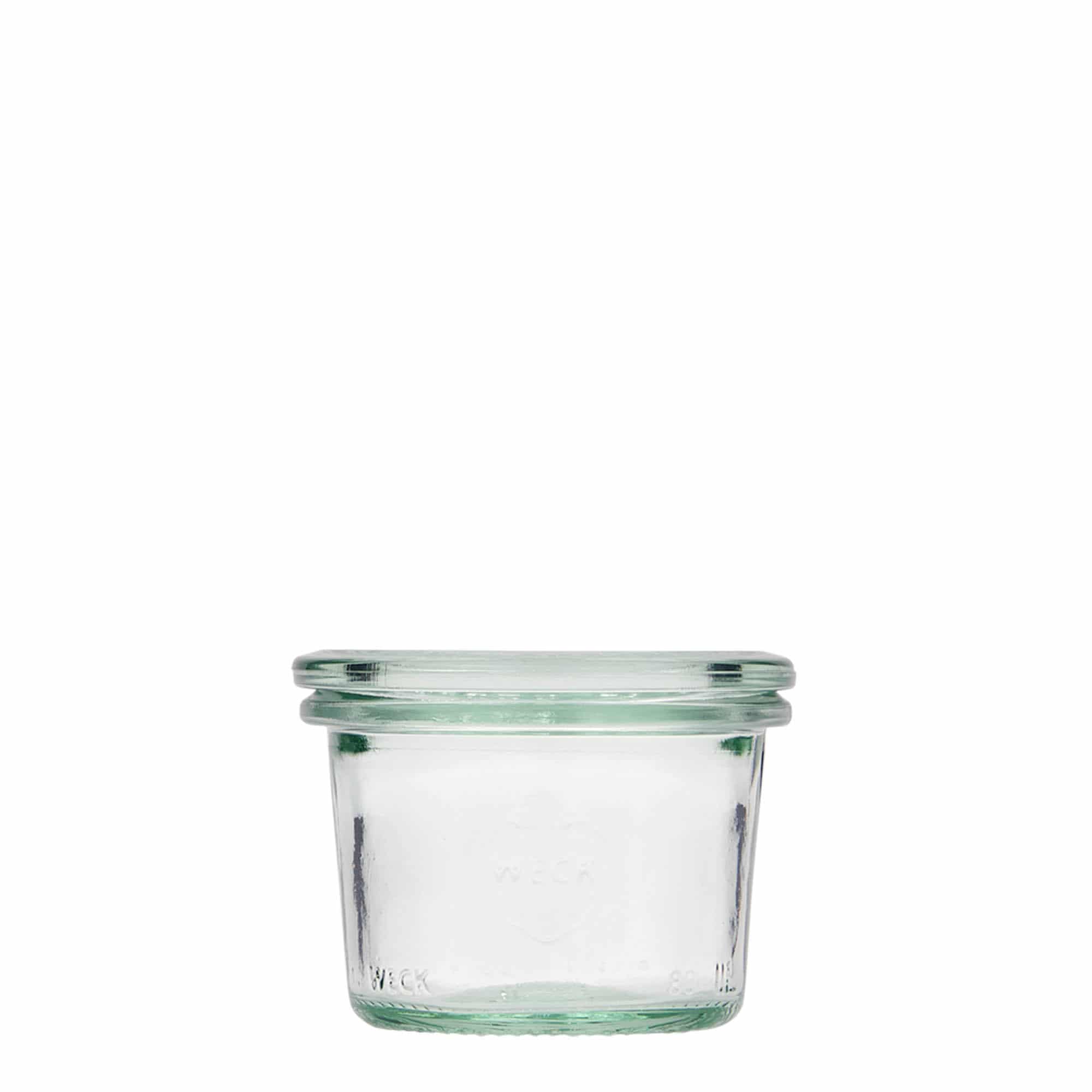 80 ml frasco WECK com tampa invertida, Boca: Borda redonda